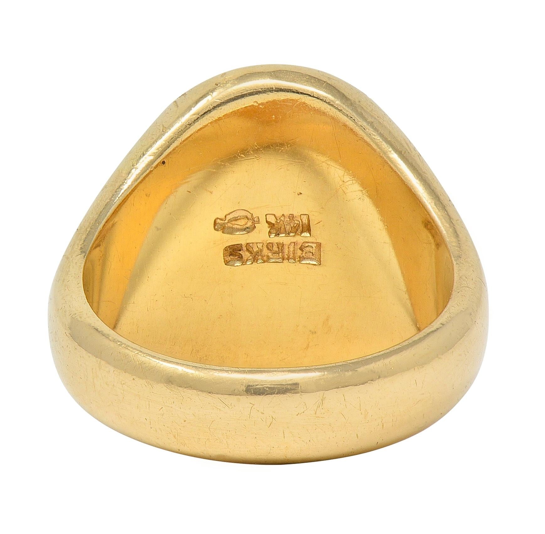 Birks Victorian 14 Karat Yellow Gold Antique Unisex Intaglio Signet Ring