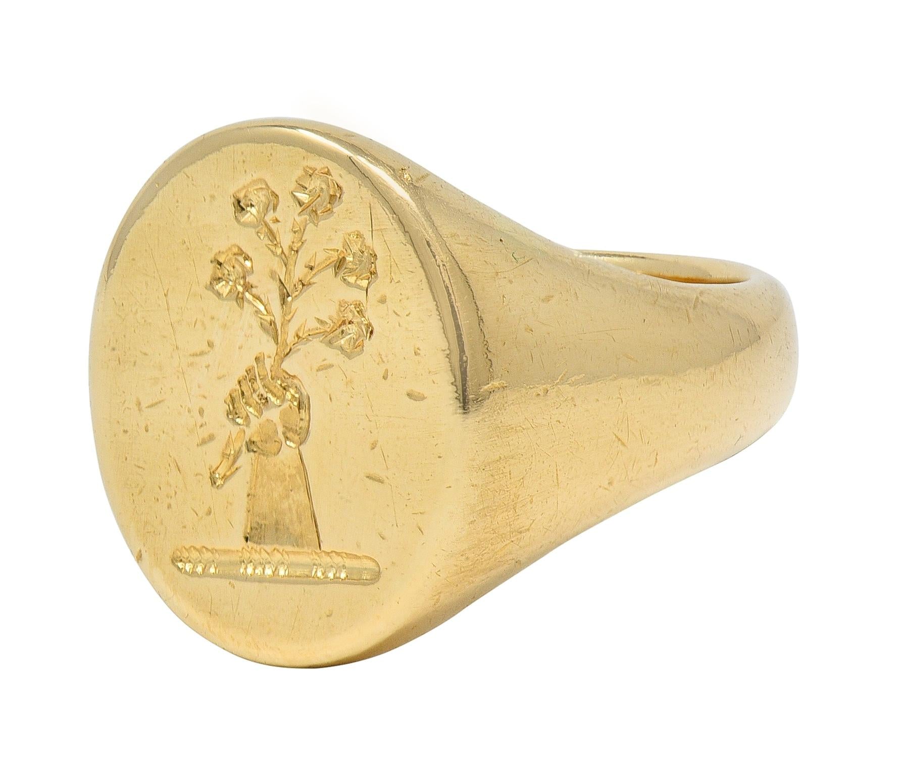 Birks Victorian 14 Karat Yellow Gold Antique Unisex Intaglio Signet Ring