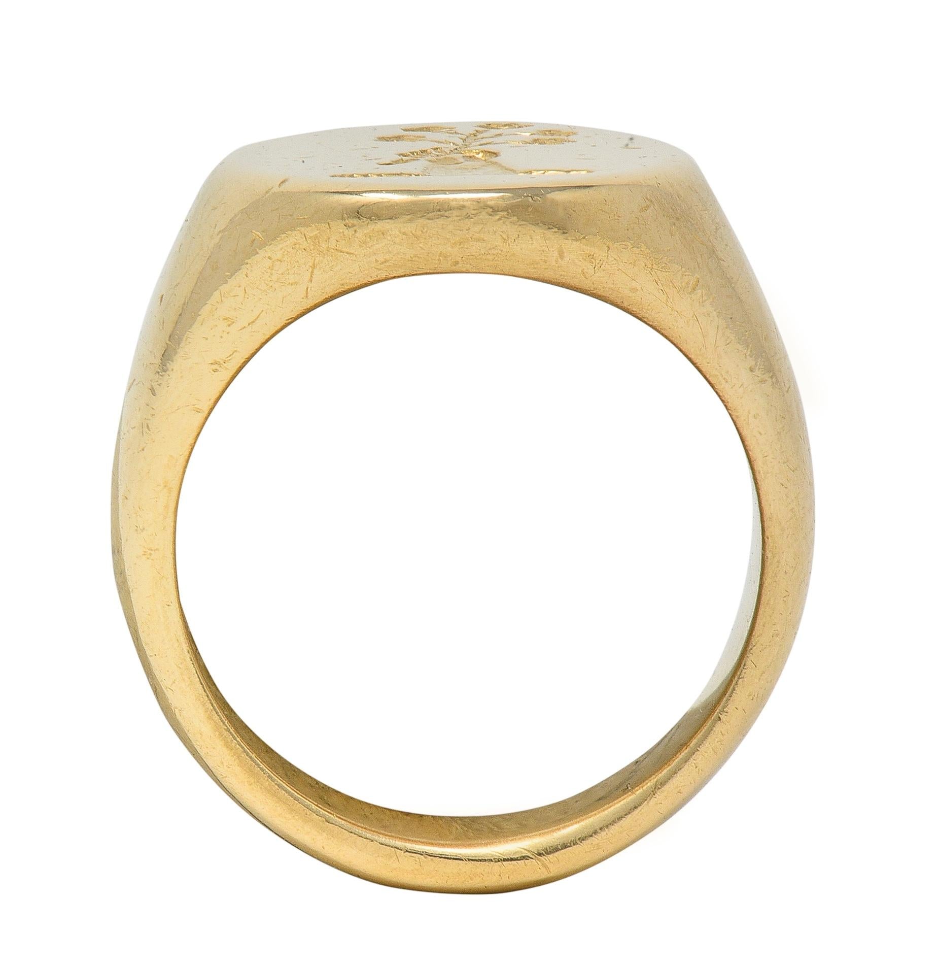 Birks Victorian 14 Karat Yellow Gold Antique Unisex Intaglio Signet Ring