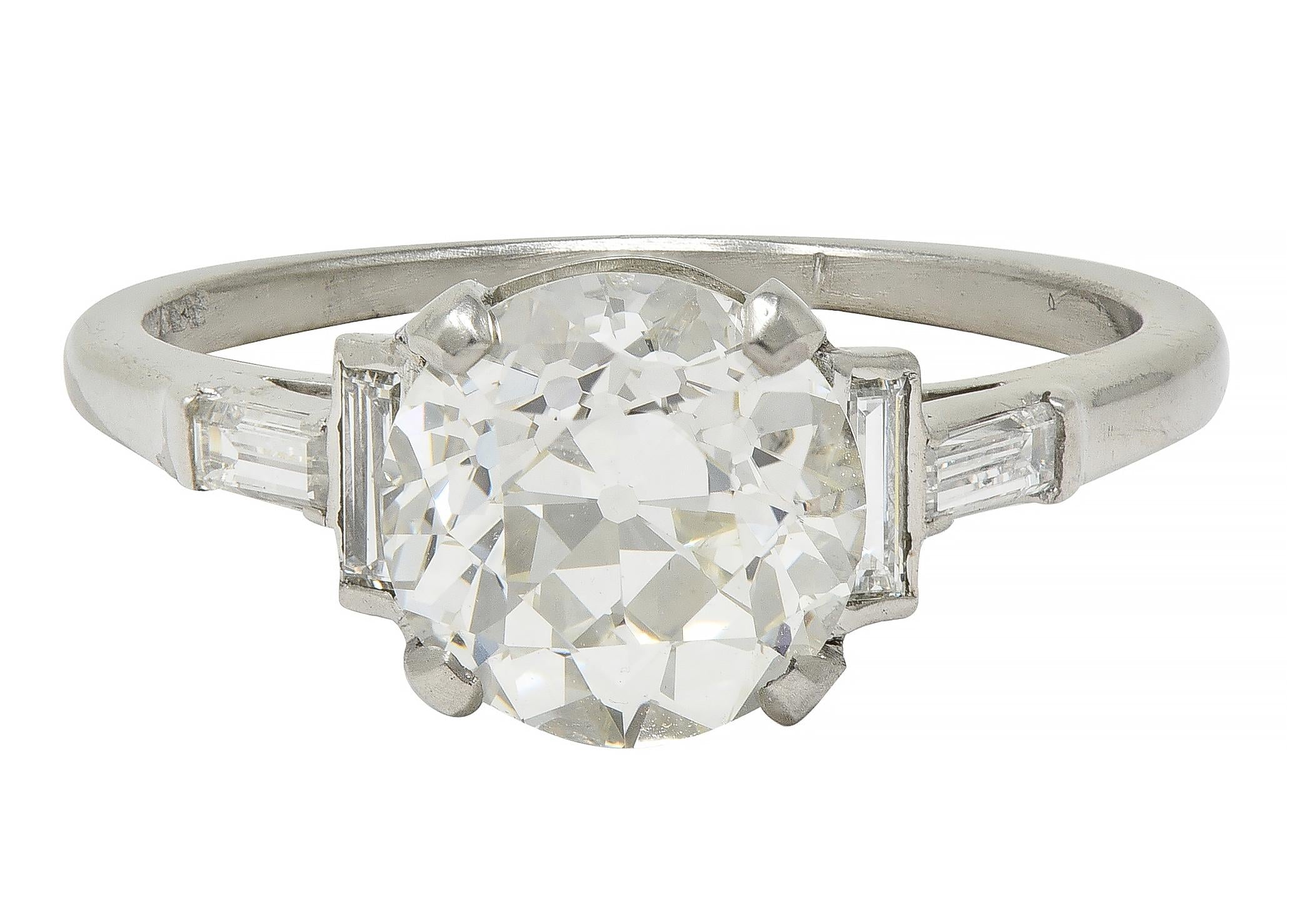 1950's 2.25 CTW Old European Diamond Platinum Five Stone Vintage Engagement Ring