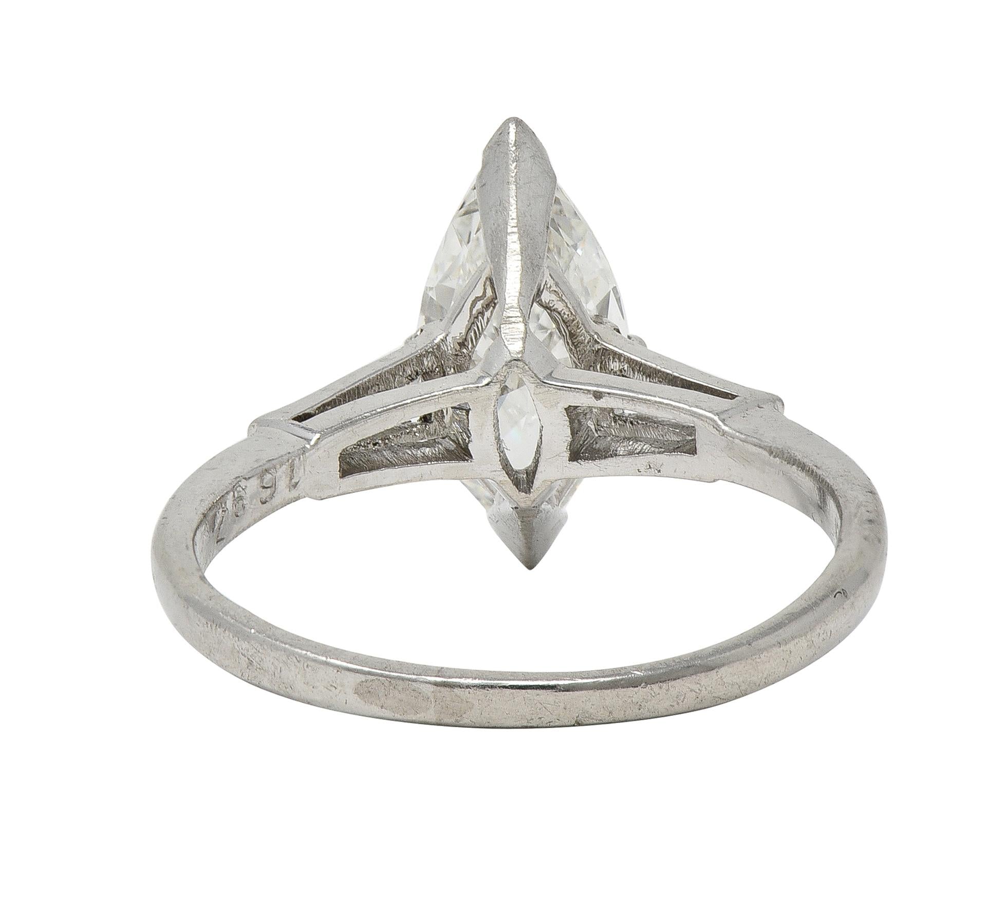 Mid-Century 1.35 CTW Marquise Cut Diamond Platinum Vintage Engagement Ring