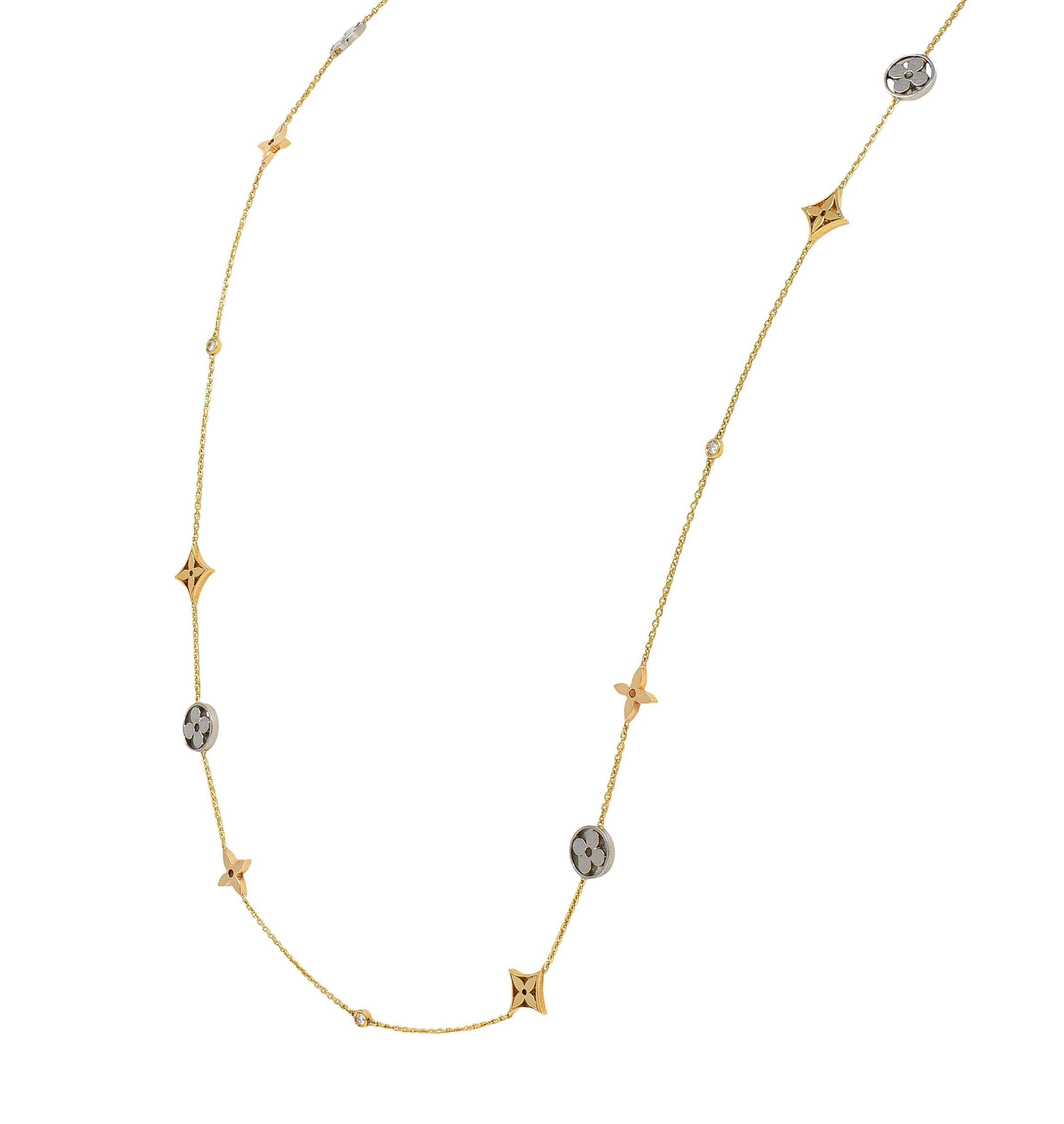 Louis Vuitton French Diamond 18 Karat Gold Monogram Idylle Icon Station Necklace