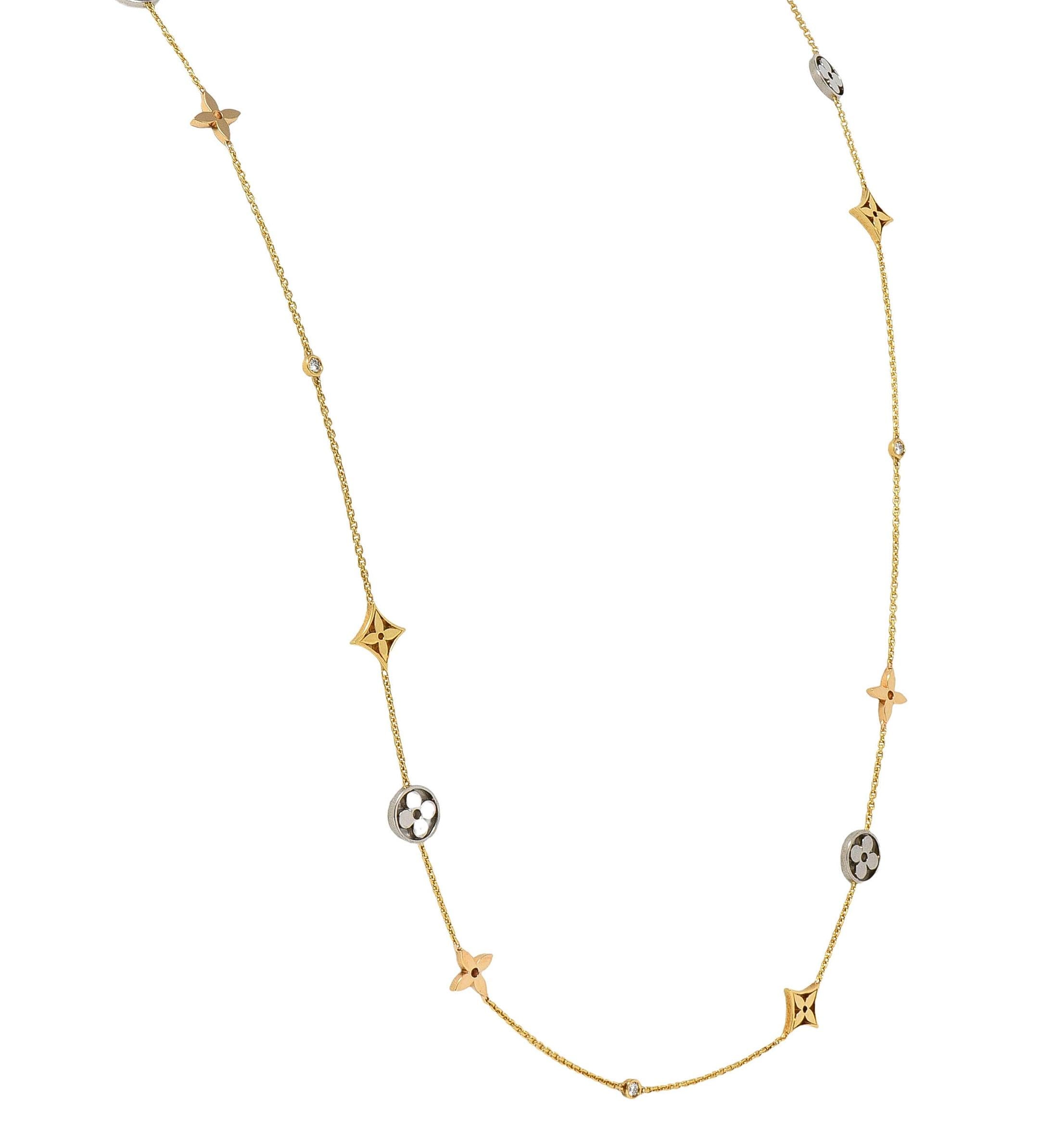 Louis Vuitton French Diamond 18 Karat Gold Monogram Idylle Icon Station Necklace