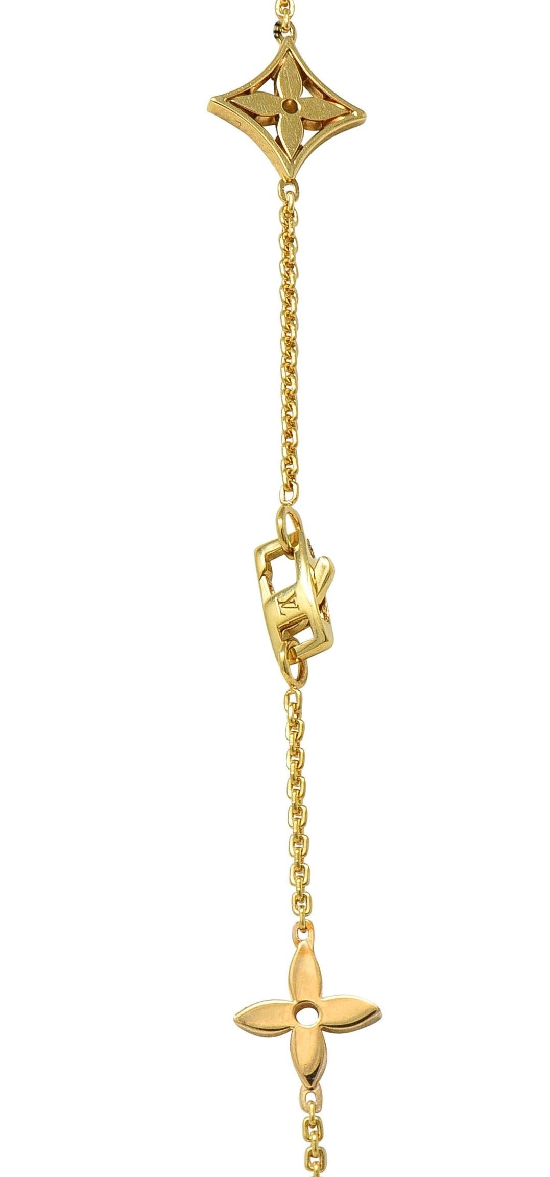Louis Vuitton French Diamond 18 Karat Gold Monogram Idylle Icon Station Necklace
