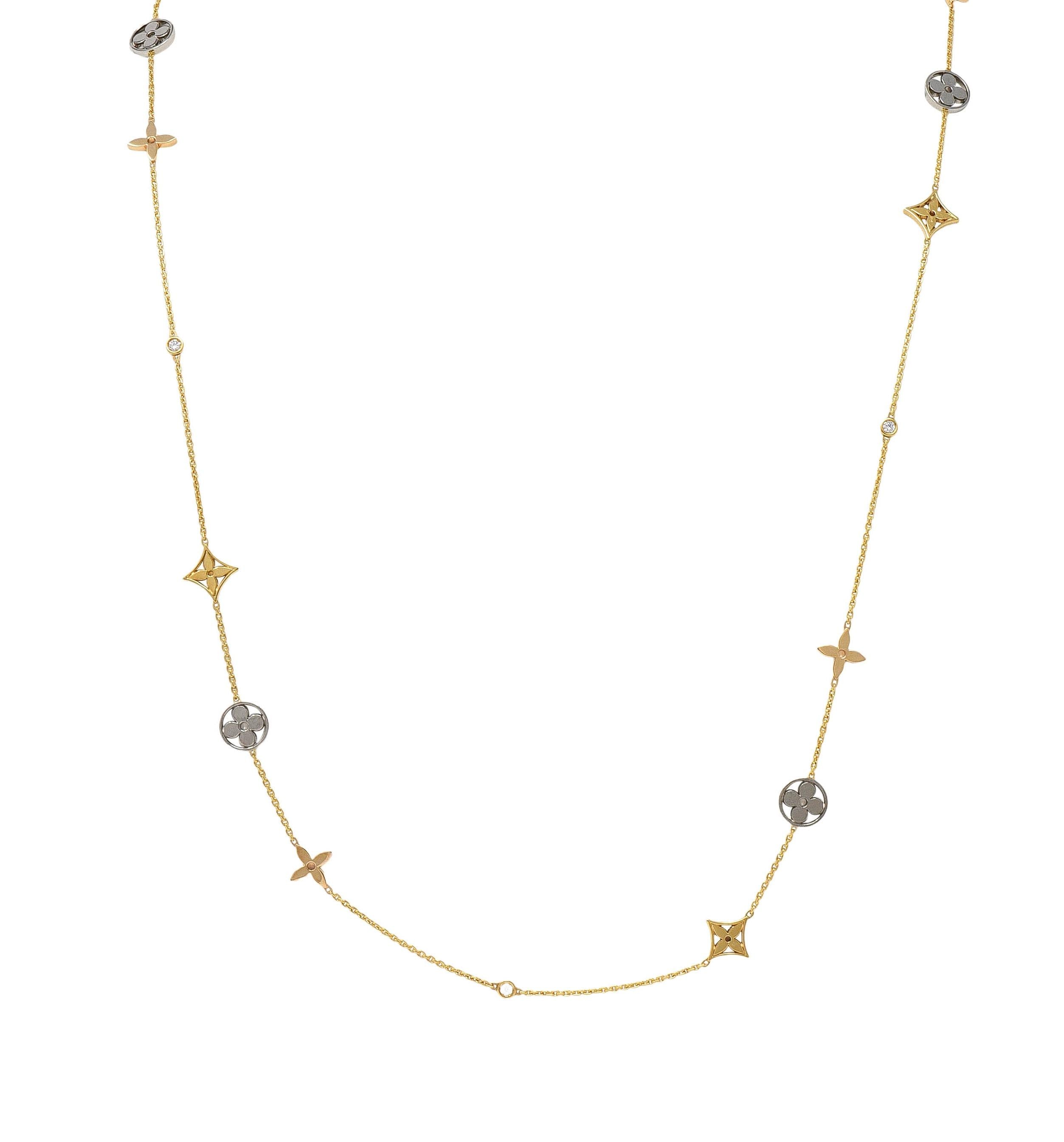 Louis Vuitton French Diamond 18 Karat Gold Monogram Idylle Icon Station Necklace
