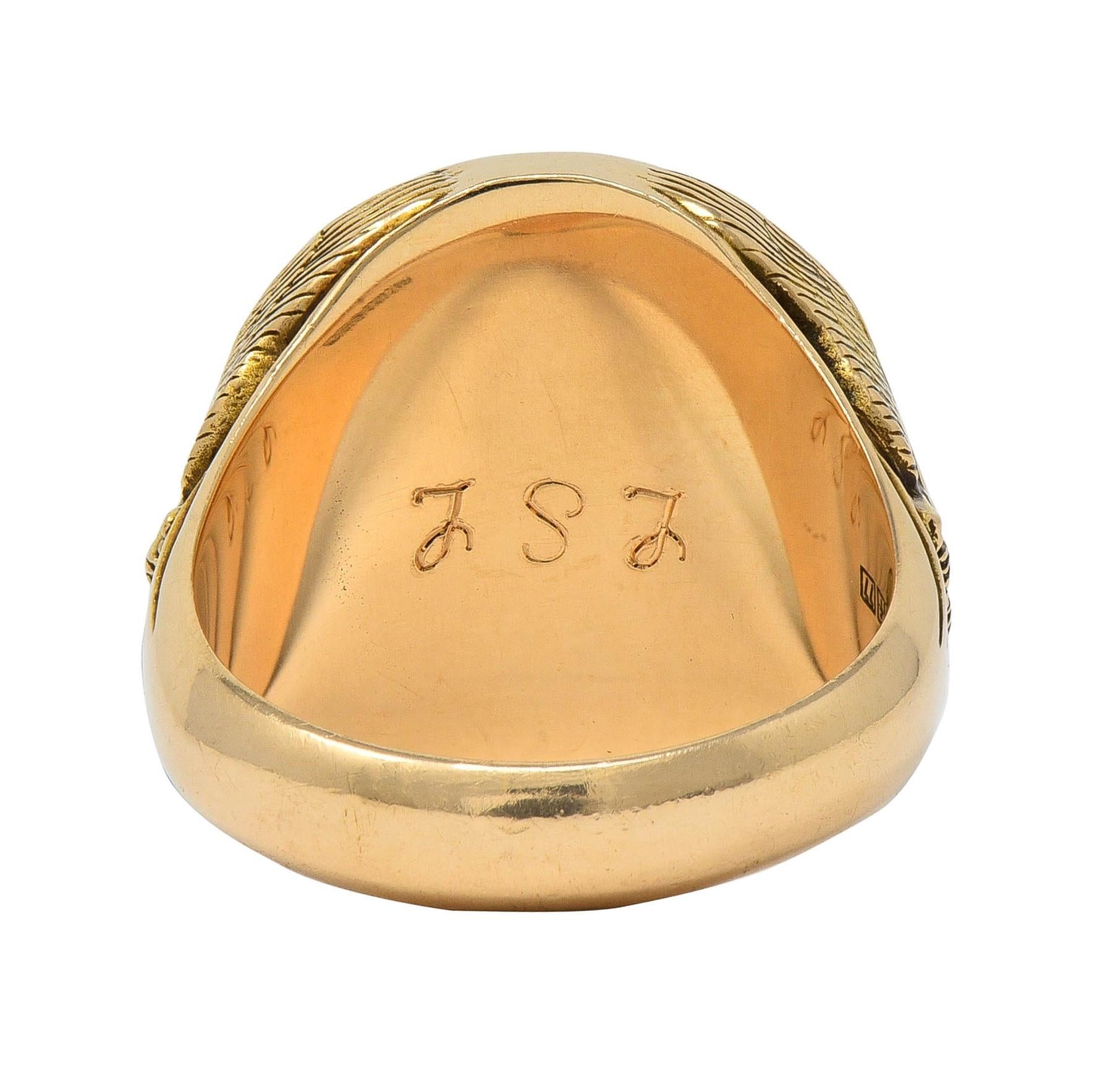 Gilroy Roberts 1977 US Franklin Mint 14K Gold Golden Eagle Vintage Signet Ring