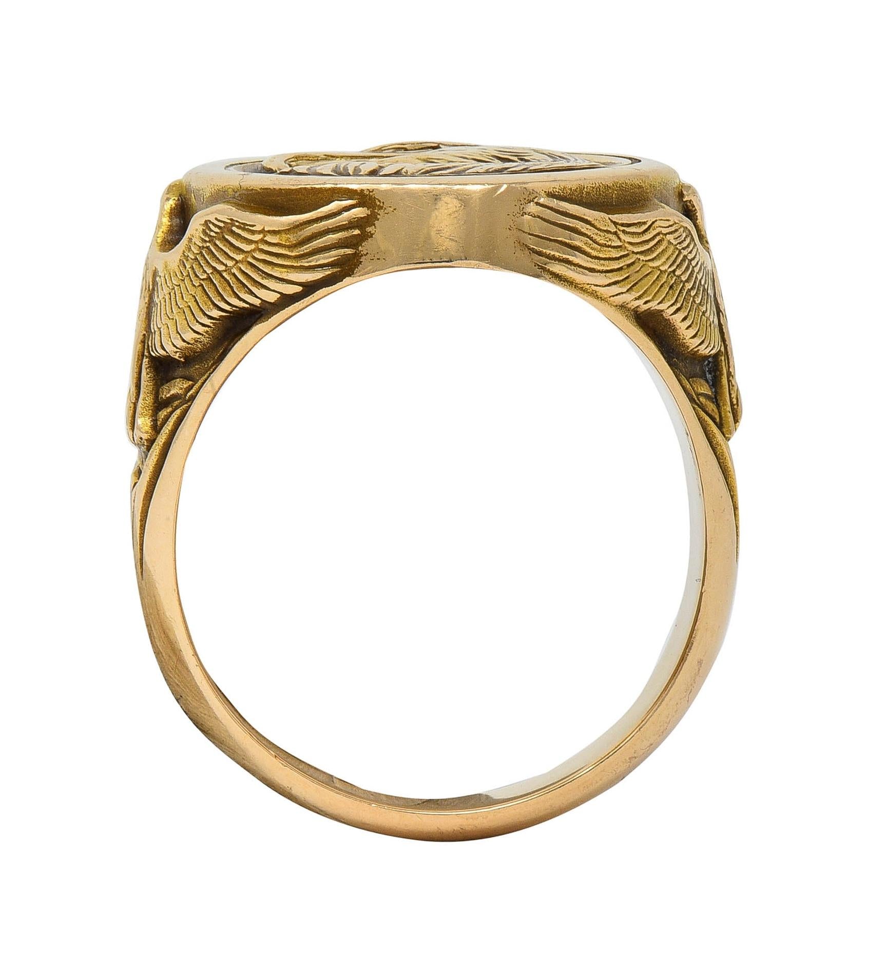 Gilroy Roberts 1977 US Franklin Mint 14K Gold Golden Eagle Vintage Signet Ring