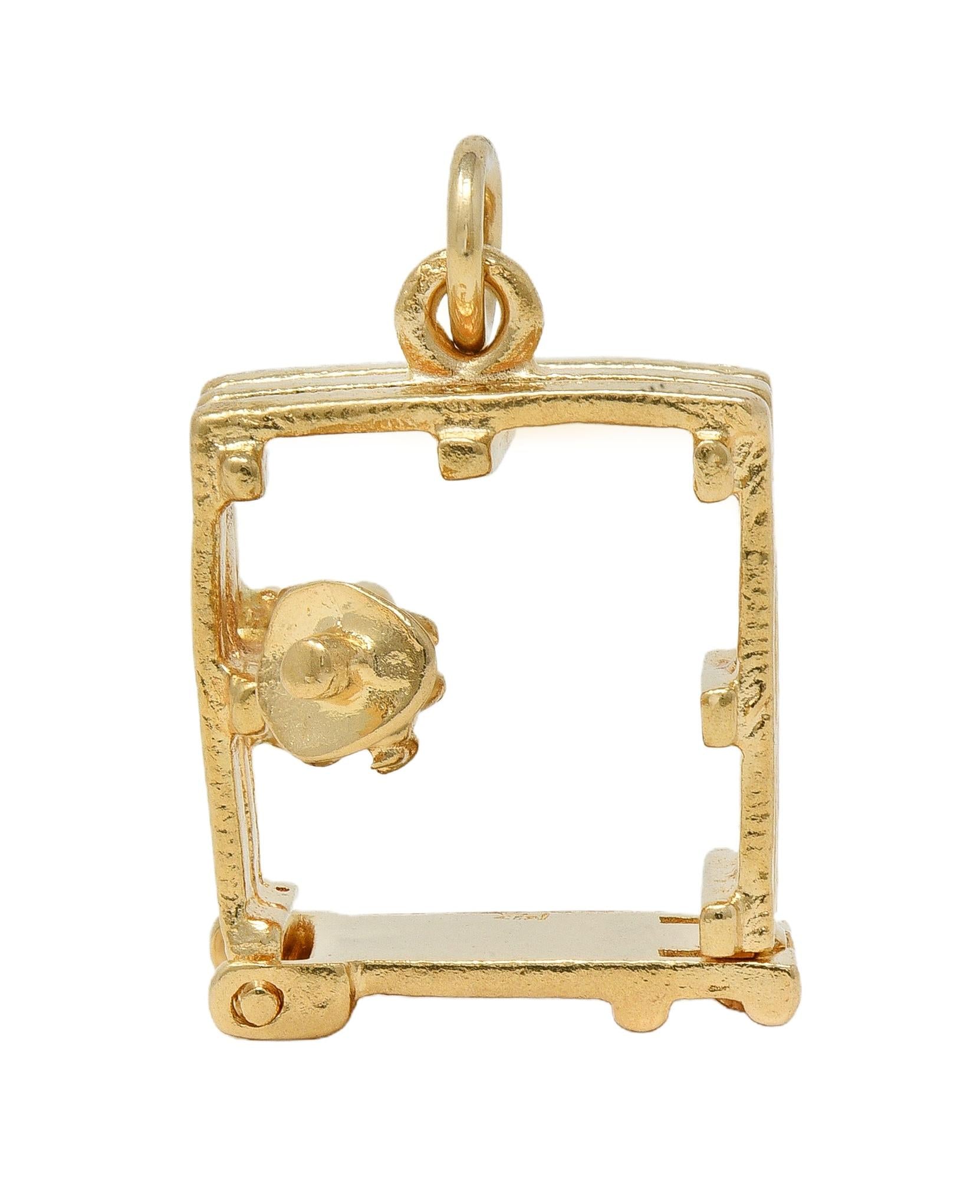 1990's 14 Karat Yellow Gold Vintage Farmer-In-A-Pen Pendant Charm