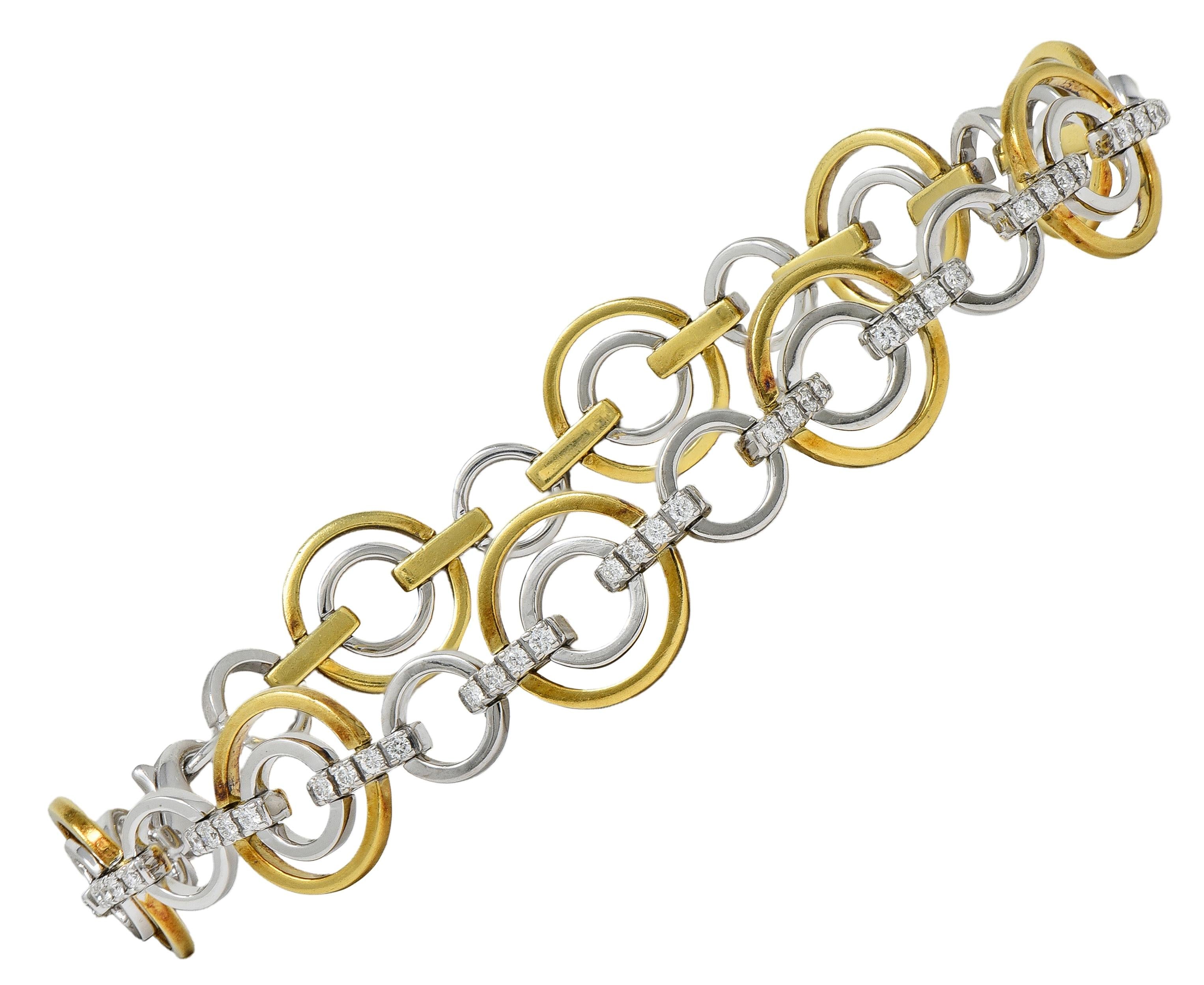 Simon G. Contemporary Diamond 18 Karat Two-Tone Gold Circle link Bracelet