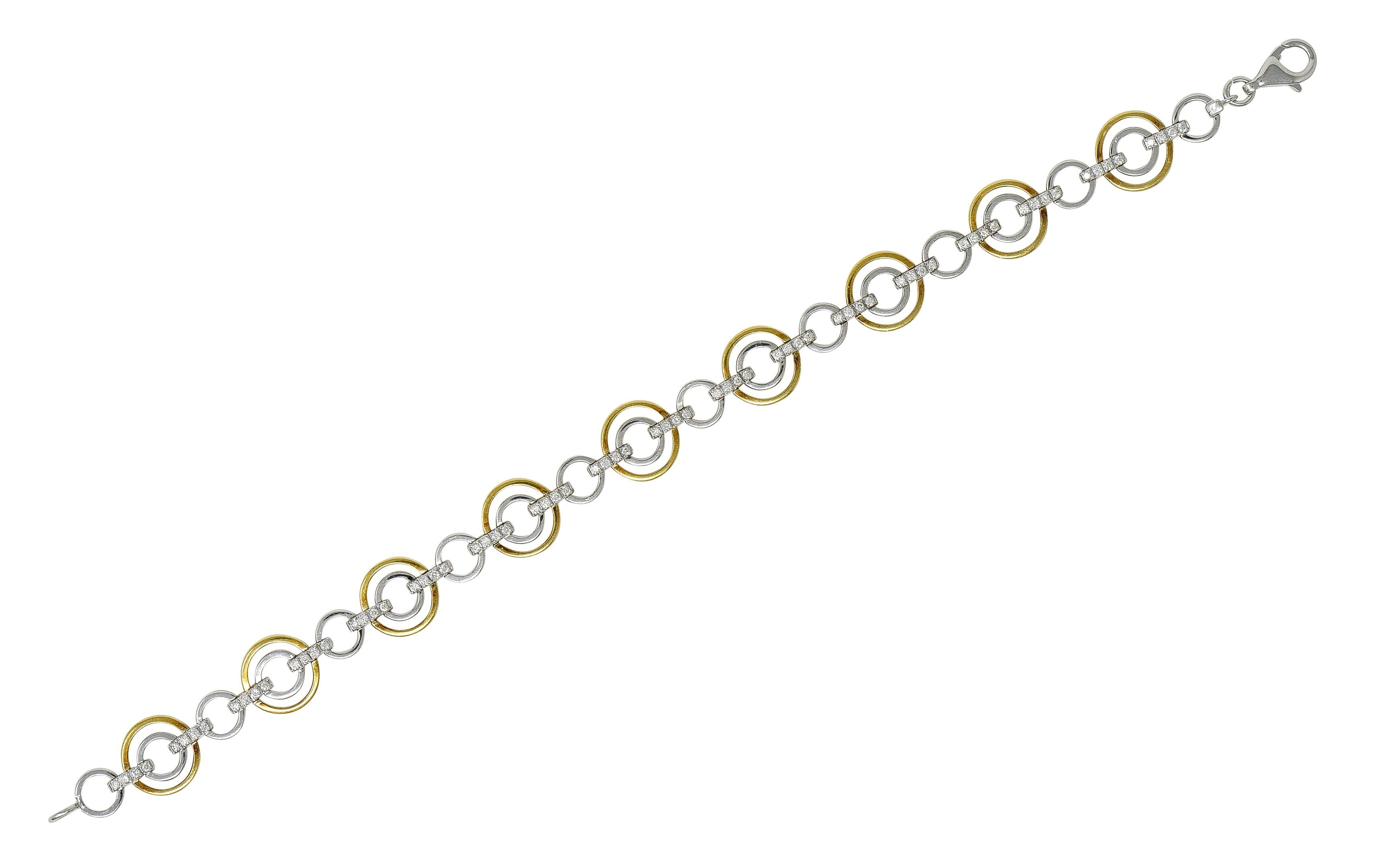 Simon G. Contemporary Diamond 18 Karat Two-Tone Gold Circle link Bracelet