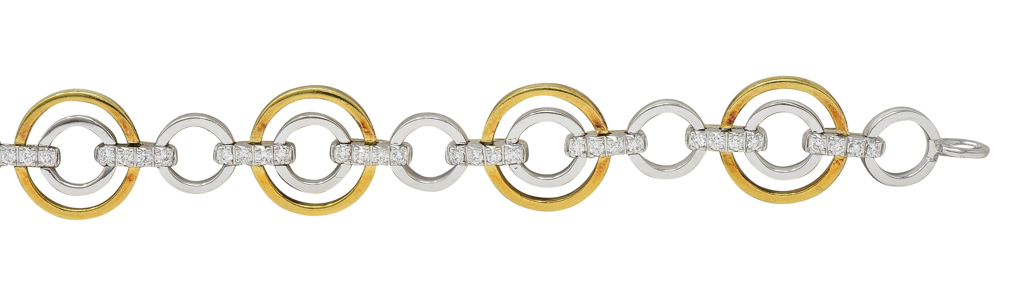 Simon G. Contemporary Diamond 18 Karat Two-Tone Gold Circle link Bracelet