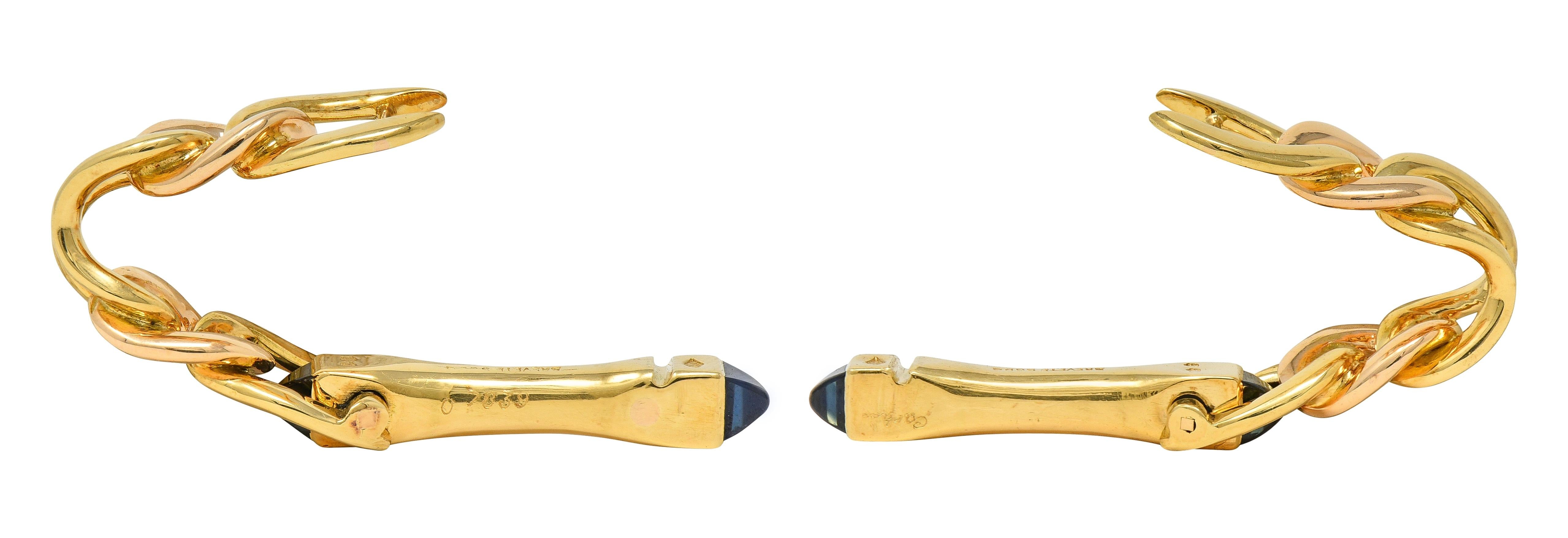 Cartier 1940's Sapphire 18 Karat Yellow Gold Vintage Stirrup Cufflinks