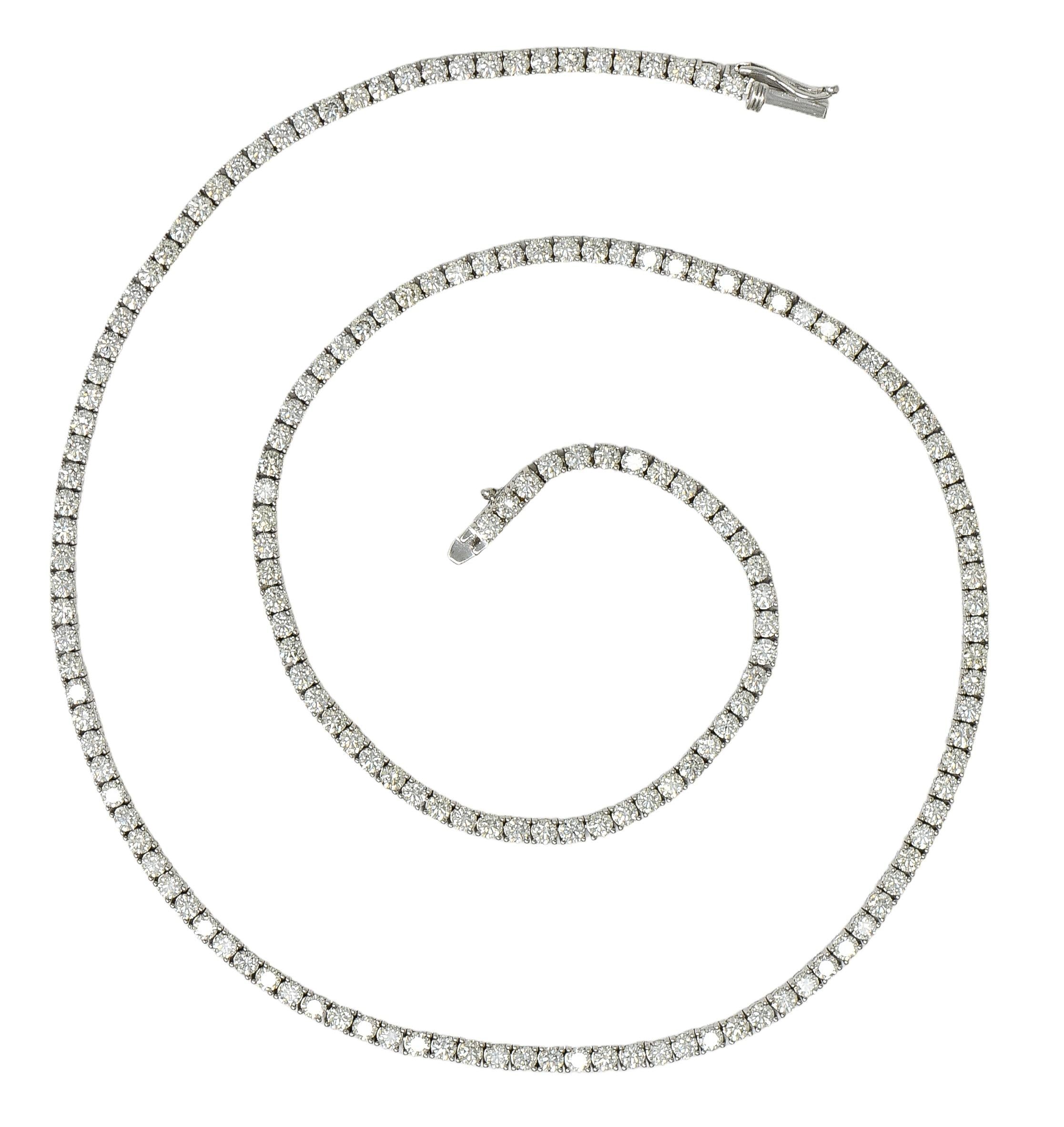 Contemporary 8.75 CTW Round Brilliant Cut Diamond 14K Gold Riviera Necklace