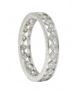 Contemporary 0.48 CTW Diamond 18 Karat White Gold Geometric Wedding Band Ring
