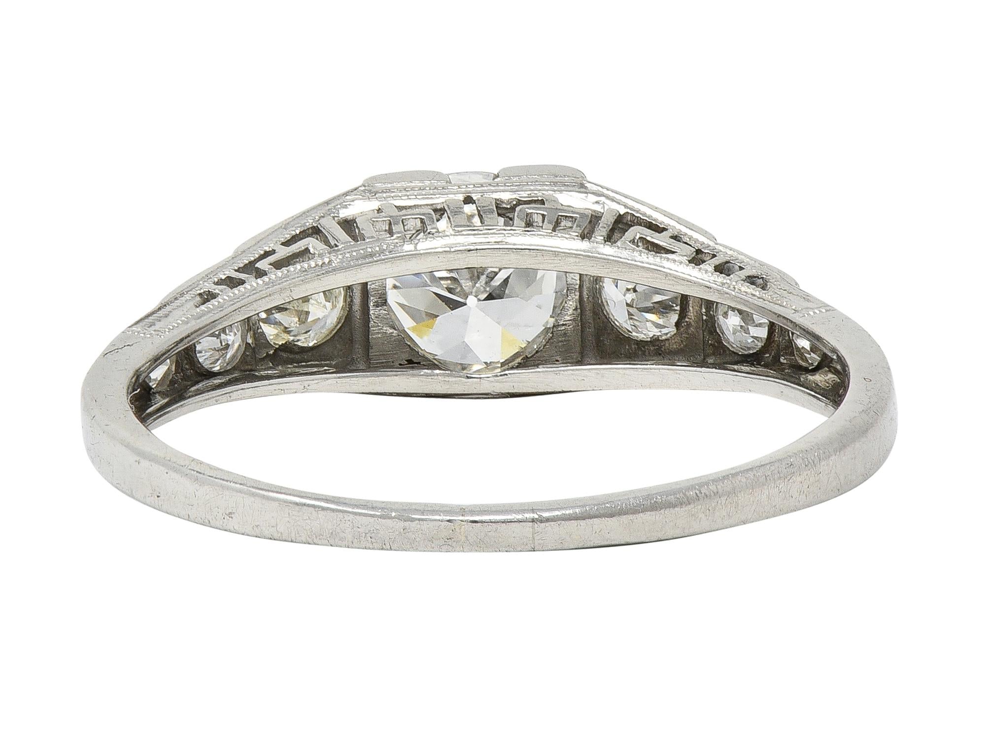 Art Deco Old European Cut Diamond Platinum Vintage Stepped Engagement Ring