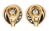 Victorian Old Mine Diamond Silver 14 Karat Rose Gold Circle Antique Earrings