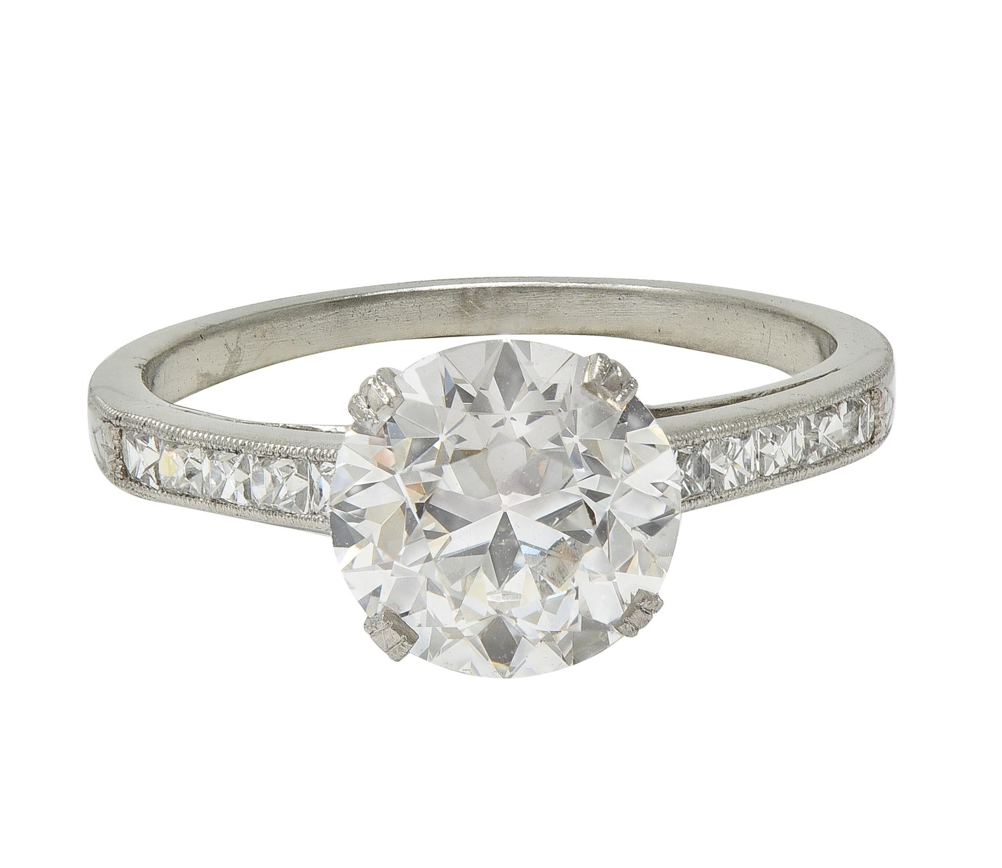 Art Deco 2.05 CTW Old European Cut Diamond Platinum Vintage Engagement Ring