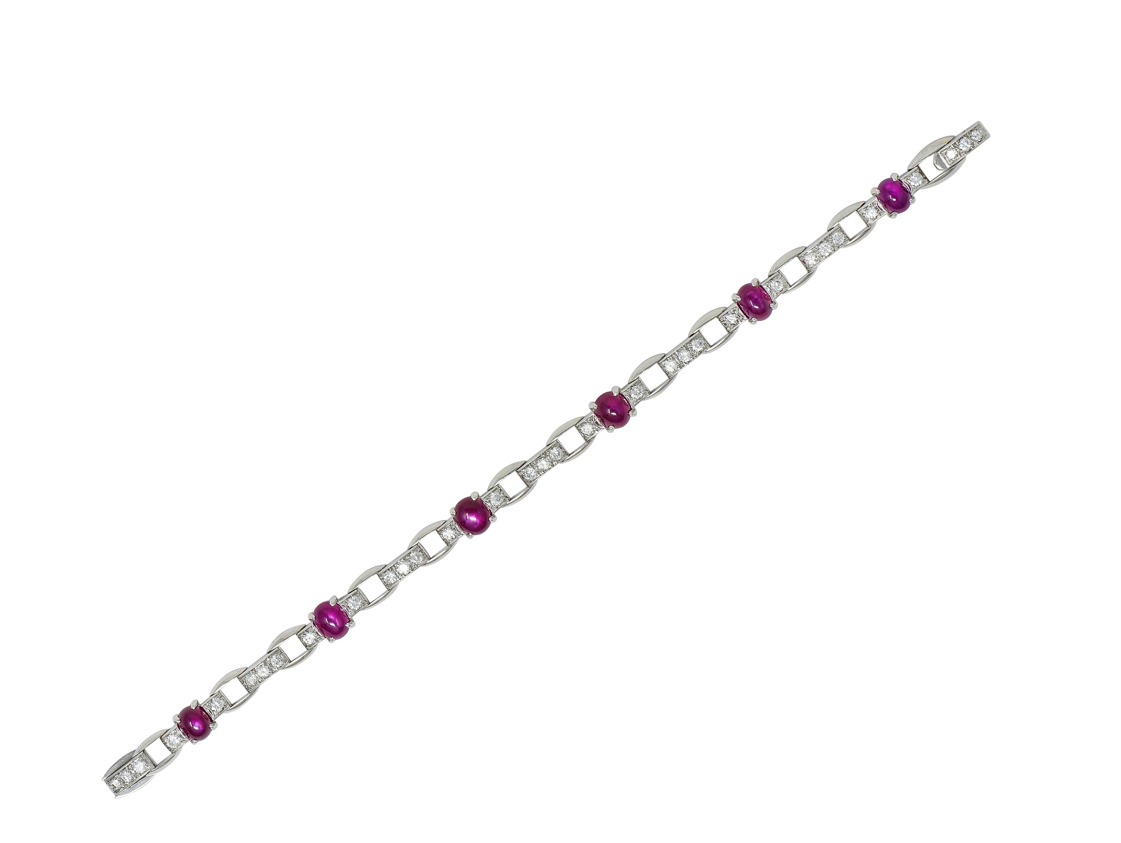 Maurice Tishman Art Deco 9.96 CTW Ruby Diamond Platinum Vintage Line Bracelet