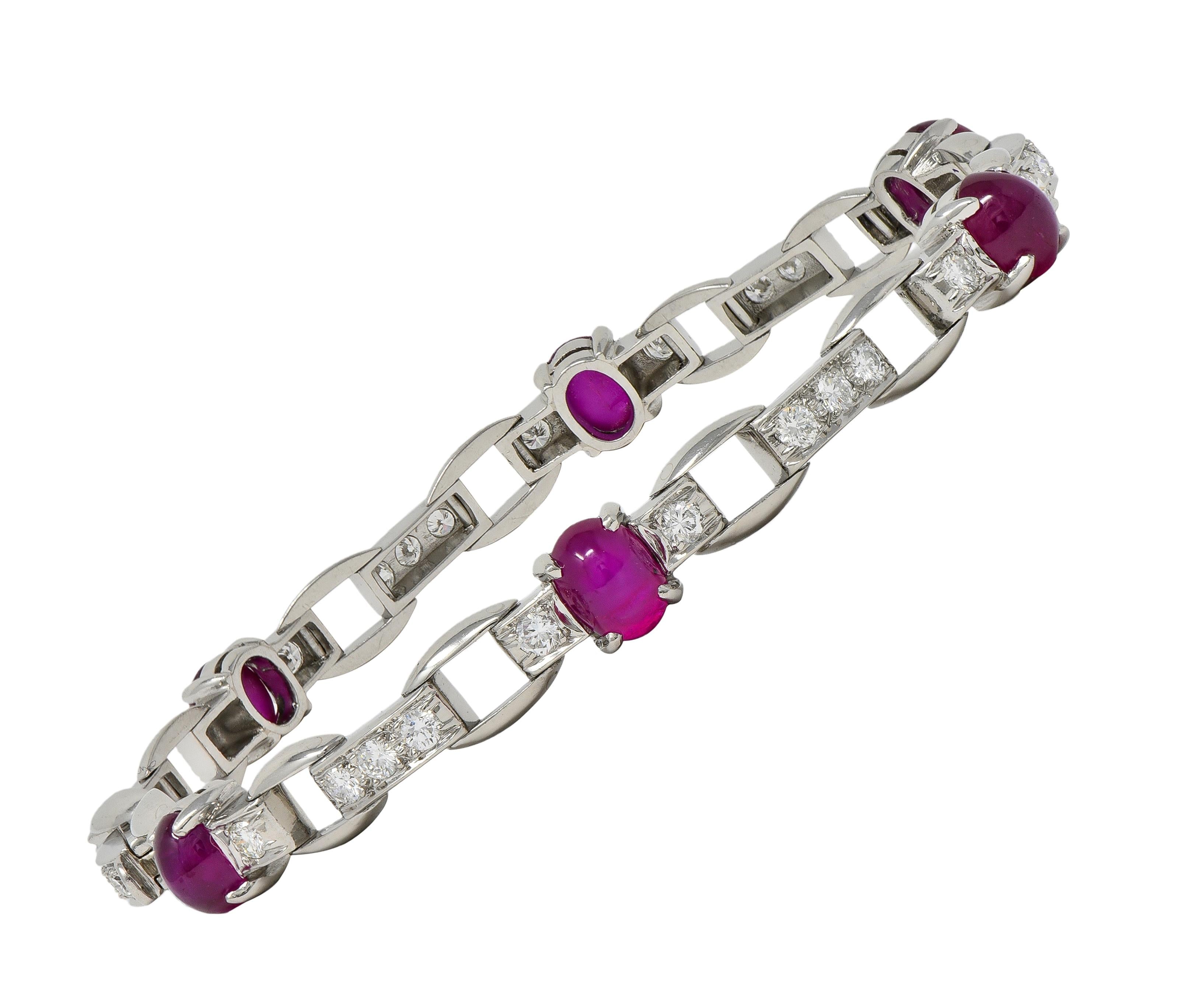 Maurice Tishman Art Deco 9.96 CTW Ruby Diamond Platinum Vintage Line Bracelet