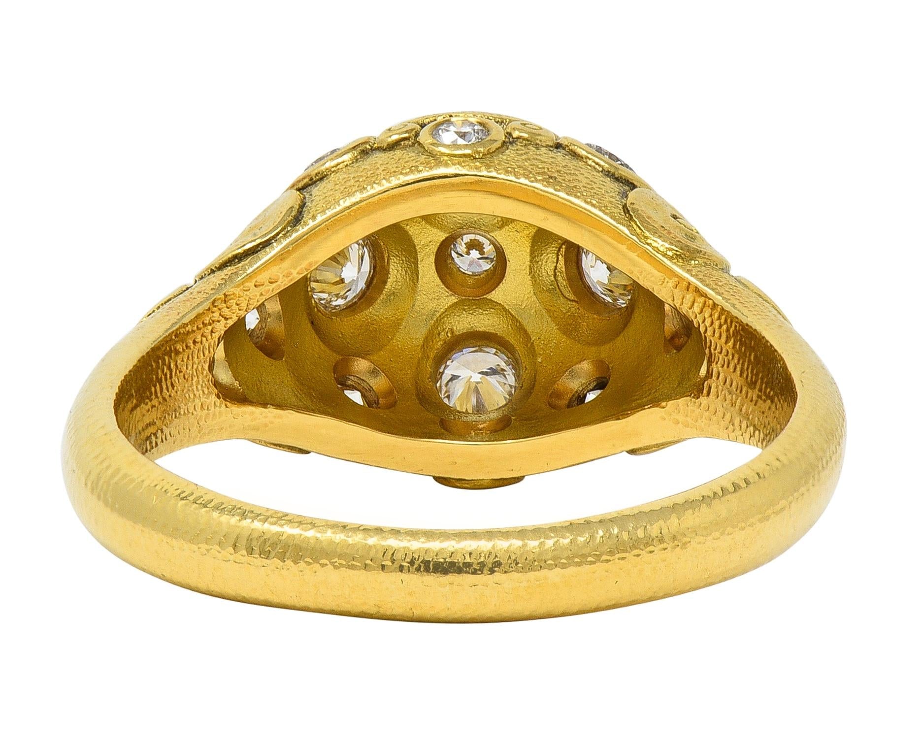 Alex Sepkus 2000's Diamond 18 Karat Yellow Gold water Lilies Dome Ring
