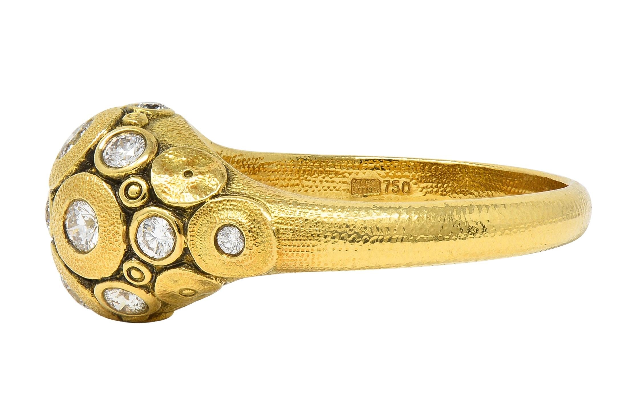 Alex Sepkus 2000's Diamond 18 Karat Yellow Gold water Lilies Dome Ring