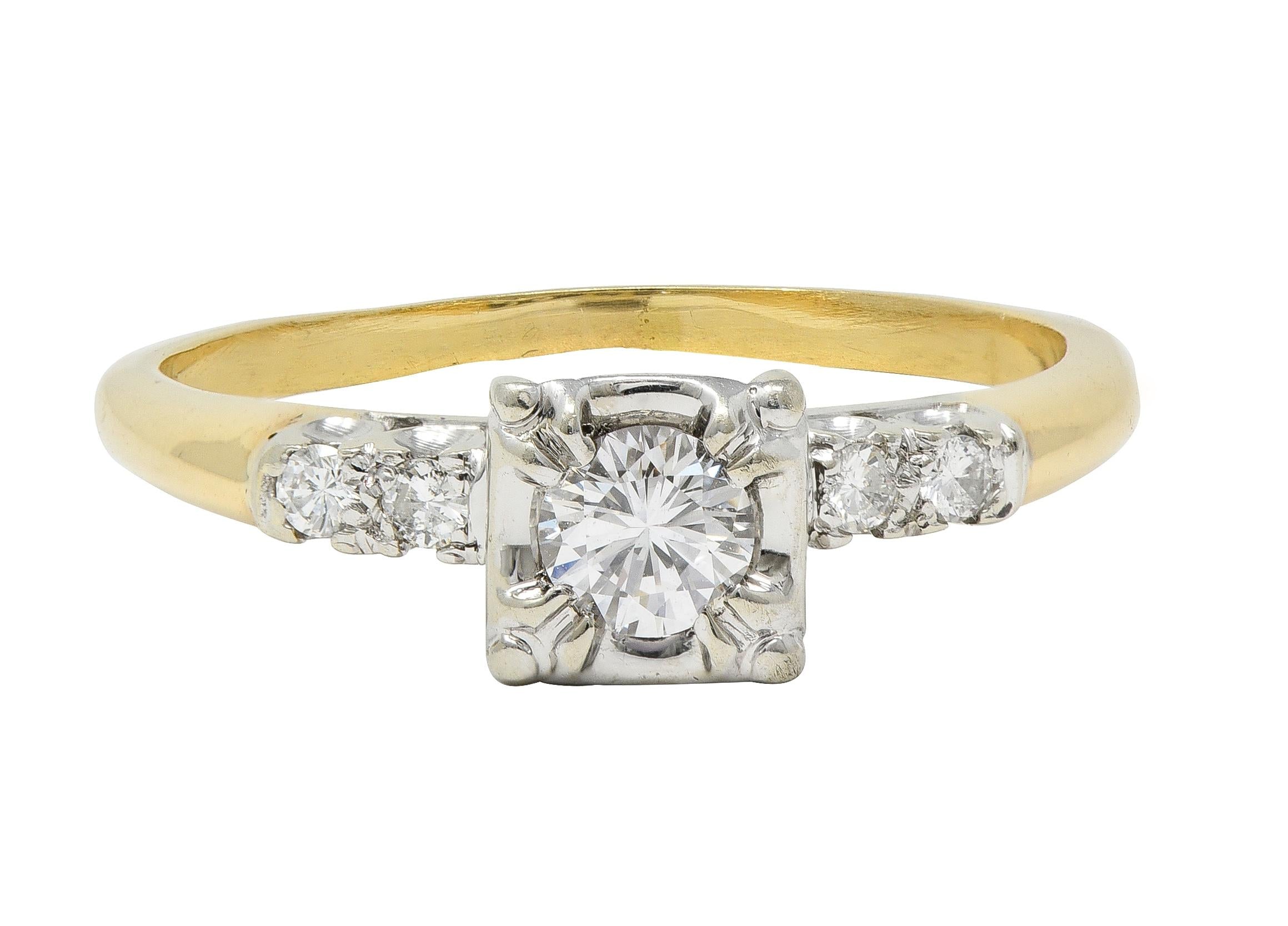 Retro 0.35 CTW Transitional Cut Diamond 14 Karat Gold Vintage Engagement Ring