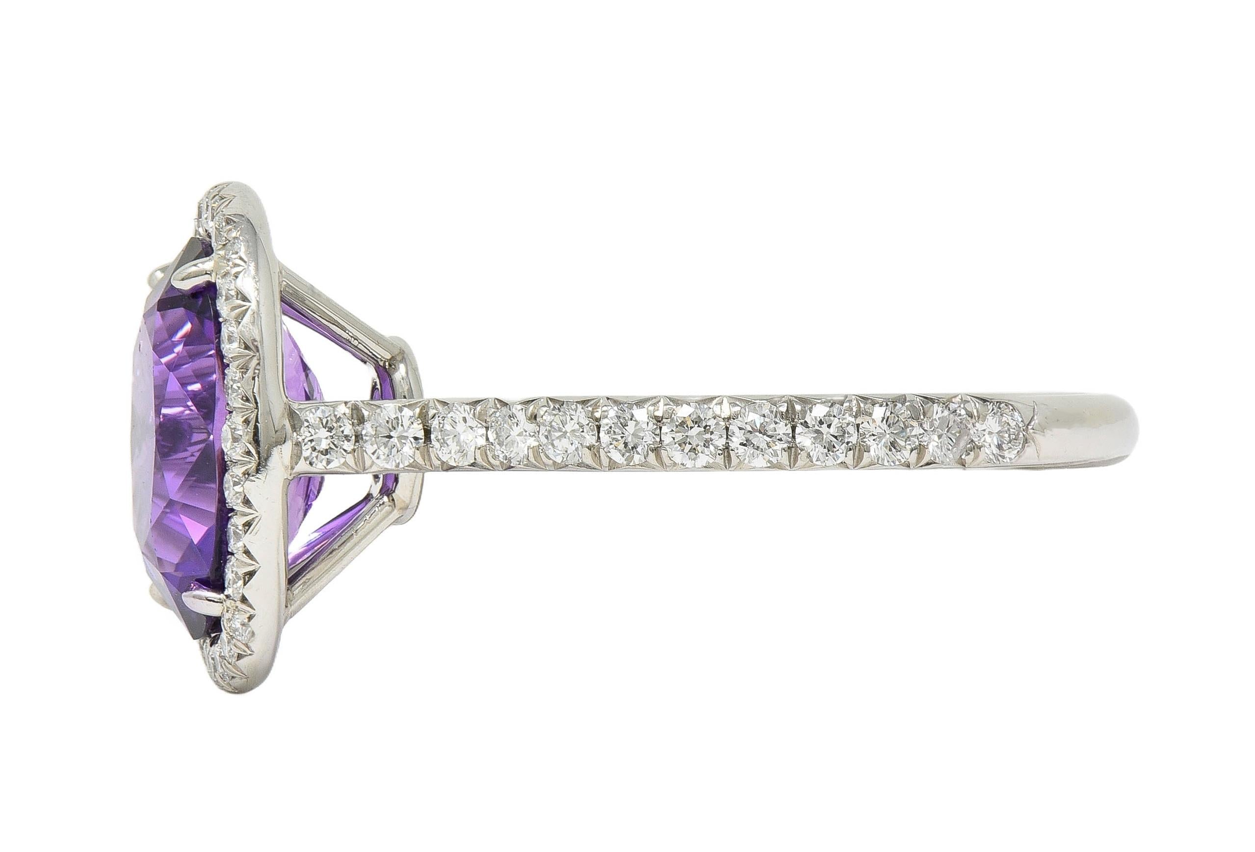 Tiffany & Co. 3.78 CTW No Heat Ceylon Purple Sapphire Diamond Platinum Ring GIA