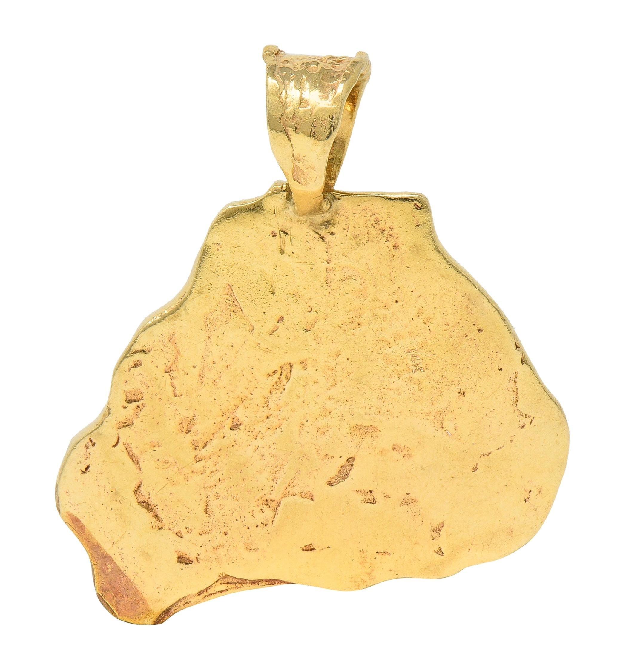 Brutalist 14 Karat Yellow Gold Leo Lion Vintage Zodiac Pendant