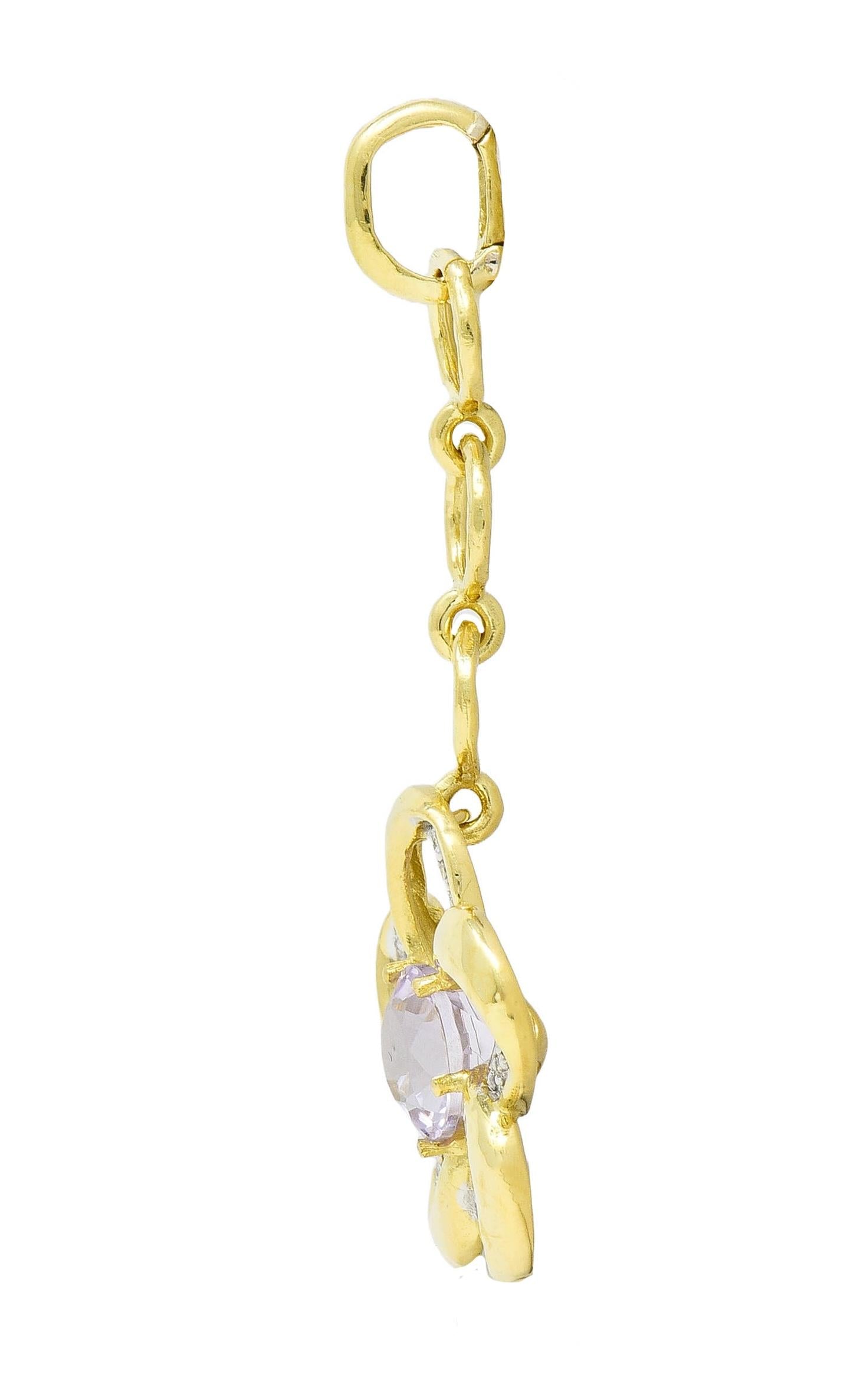 SeidenGang Diamond Amethyst 18 Karat Two-Tone Gold Vintage Flower Charm