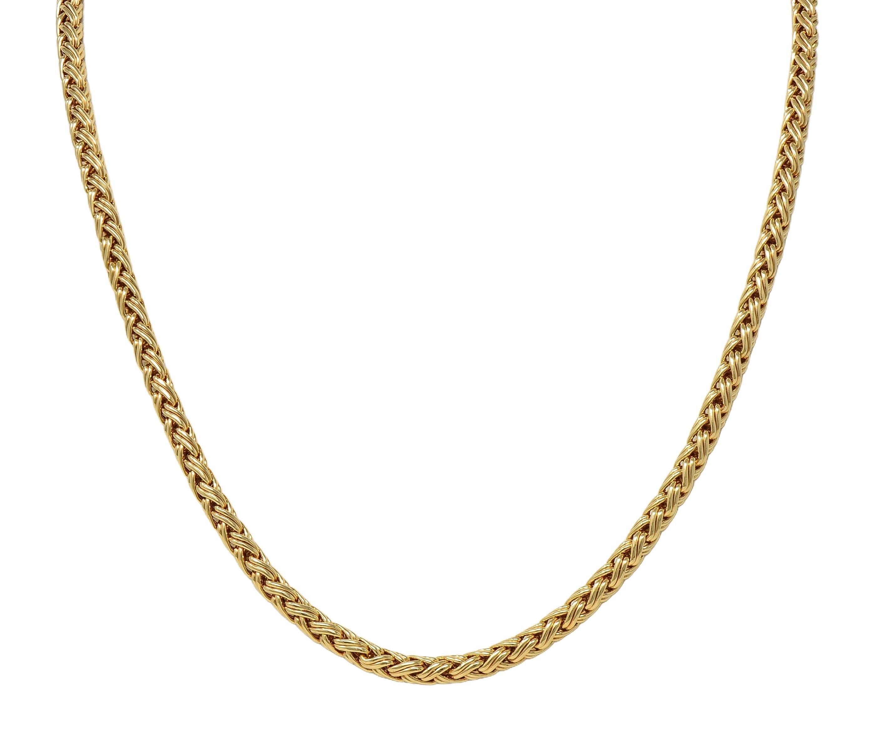 Tiffany & Co. 1980's 14 Karat Yellow Gold Vintage Wheat Chain Necklace