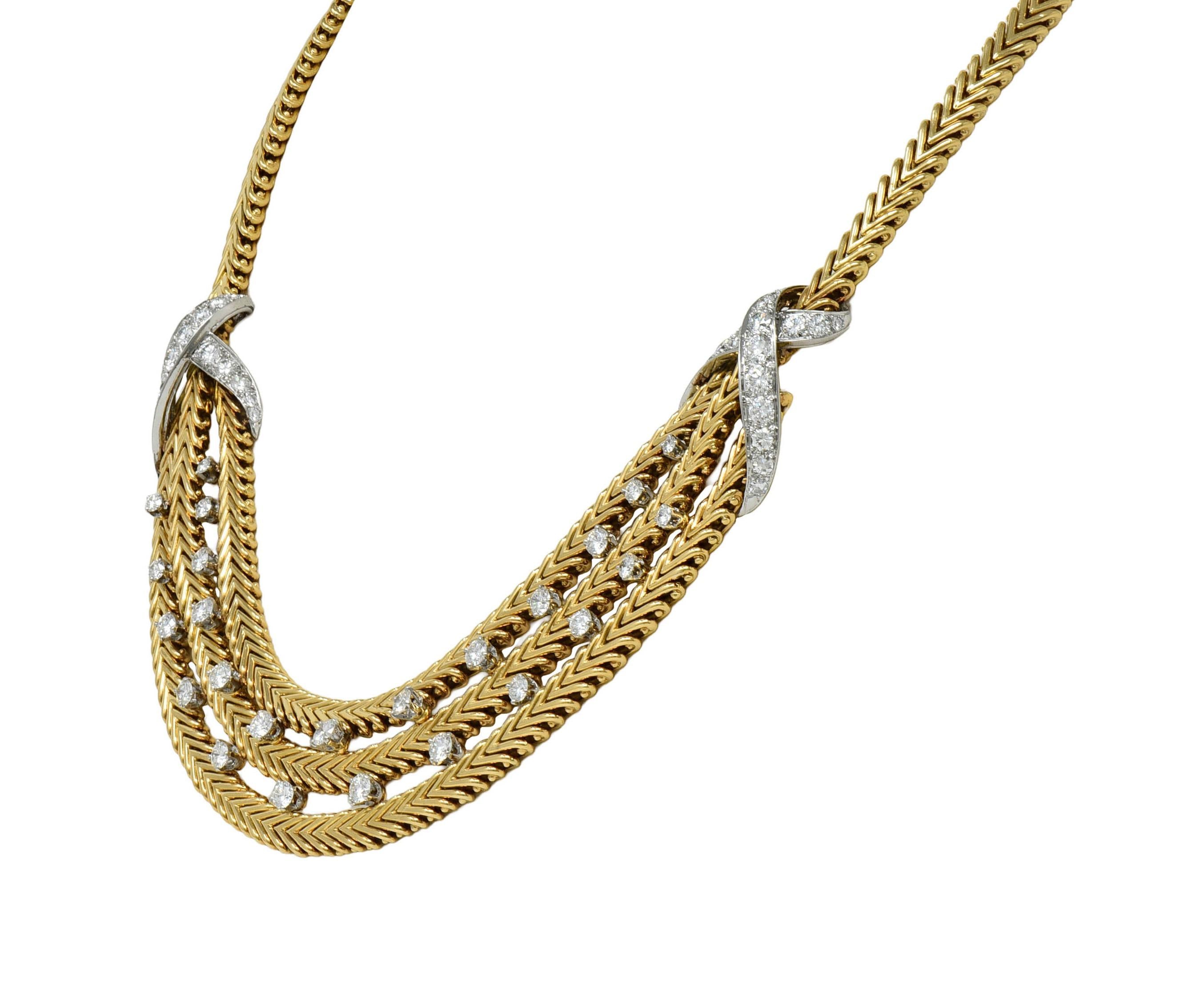 Georges L'Enfant Gubelin 1950s Diamond Platinum 18K Yellow Gold Vintage Necklace
