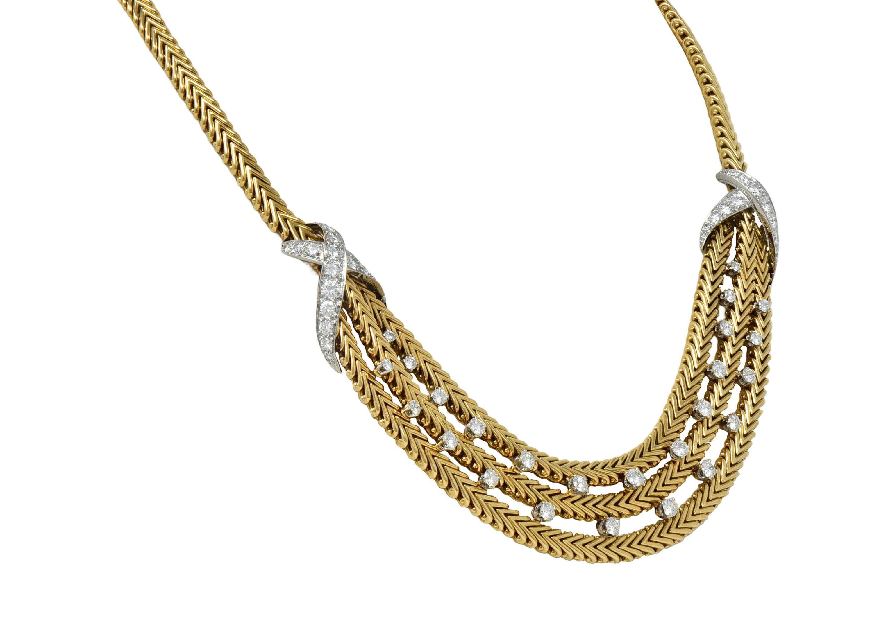 Georges L'Enfant Gubelin 1950s Diamond Platinum 18K Yellow Gold Vintage Necklace