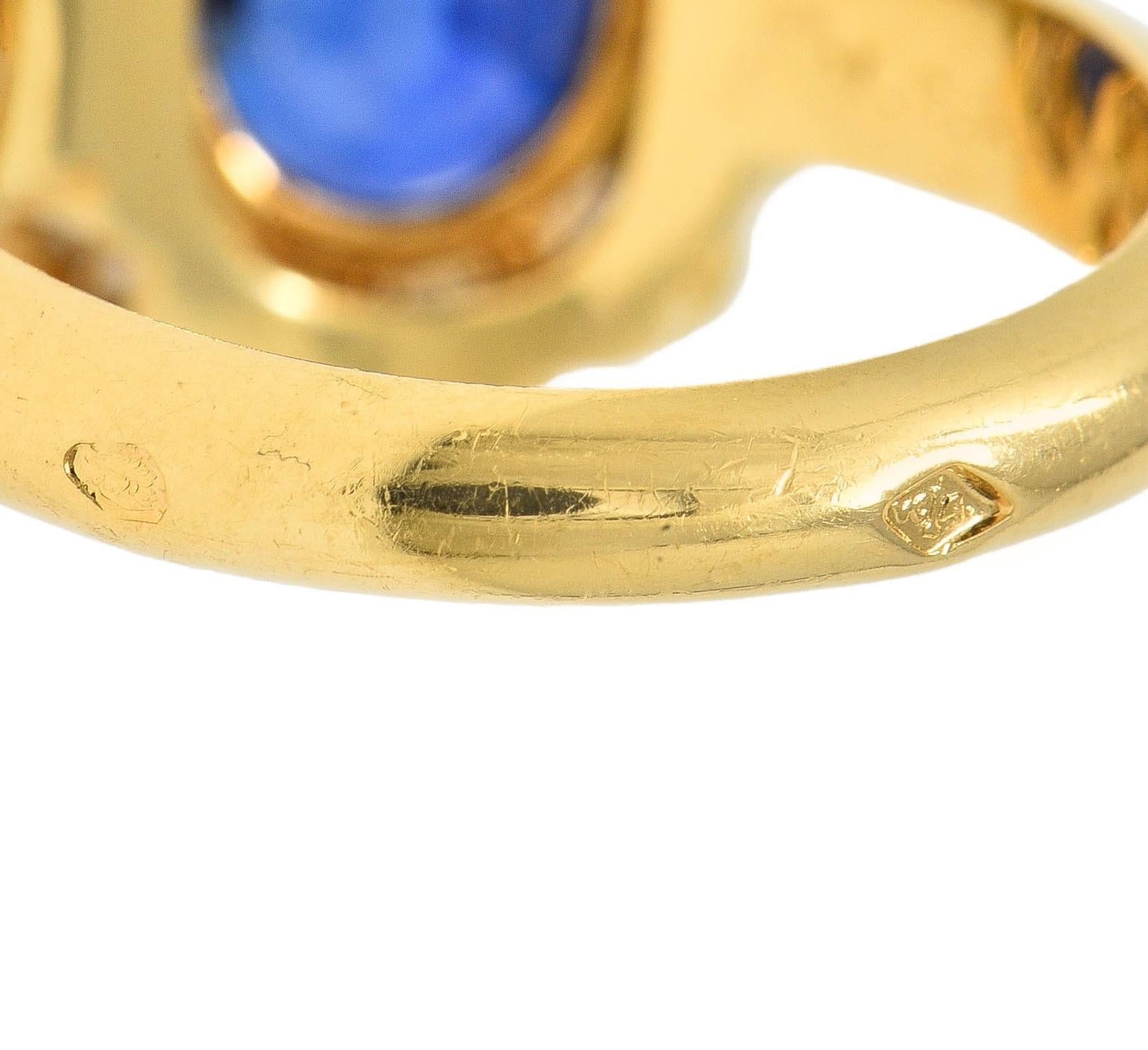 Van Cleef & Arpels French 7.05 CTW No Heat Burma Sapphire Diamond 18K Gold Ring