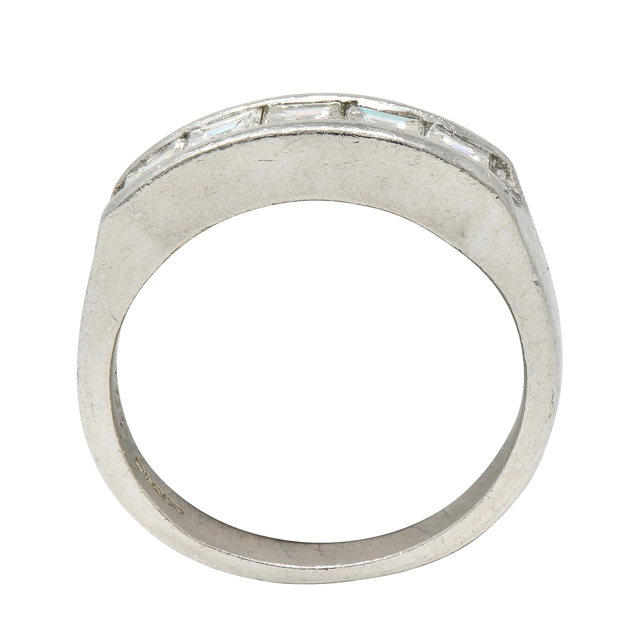 Contemporary 1.02 CTW Step Cut Diamond Platinum Channel Band Ring