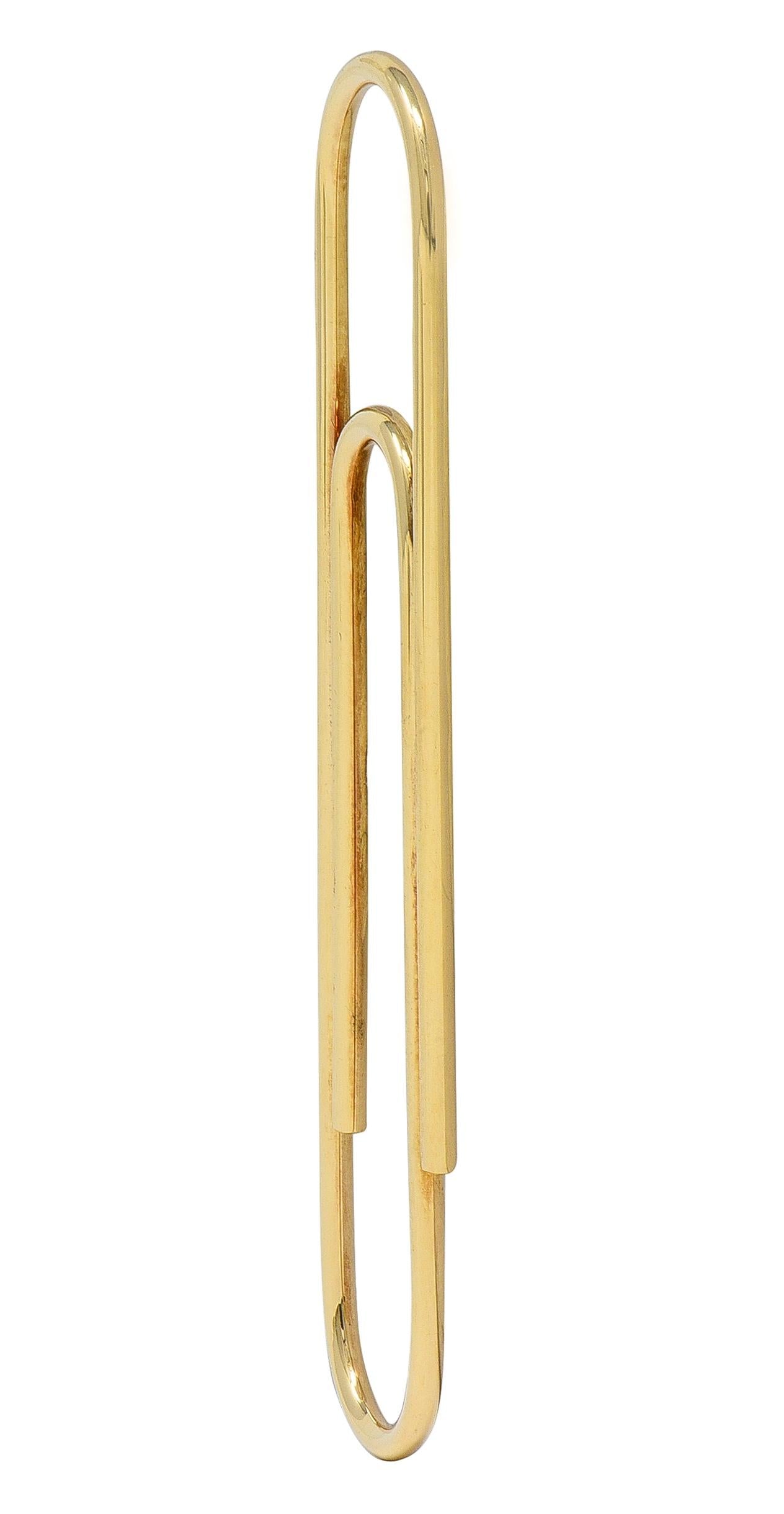 Tiffany & Co. 1980's 14 Karat Yellow Gold Vintage Large Paperclip Pendant