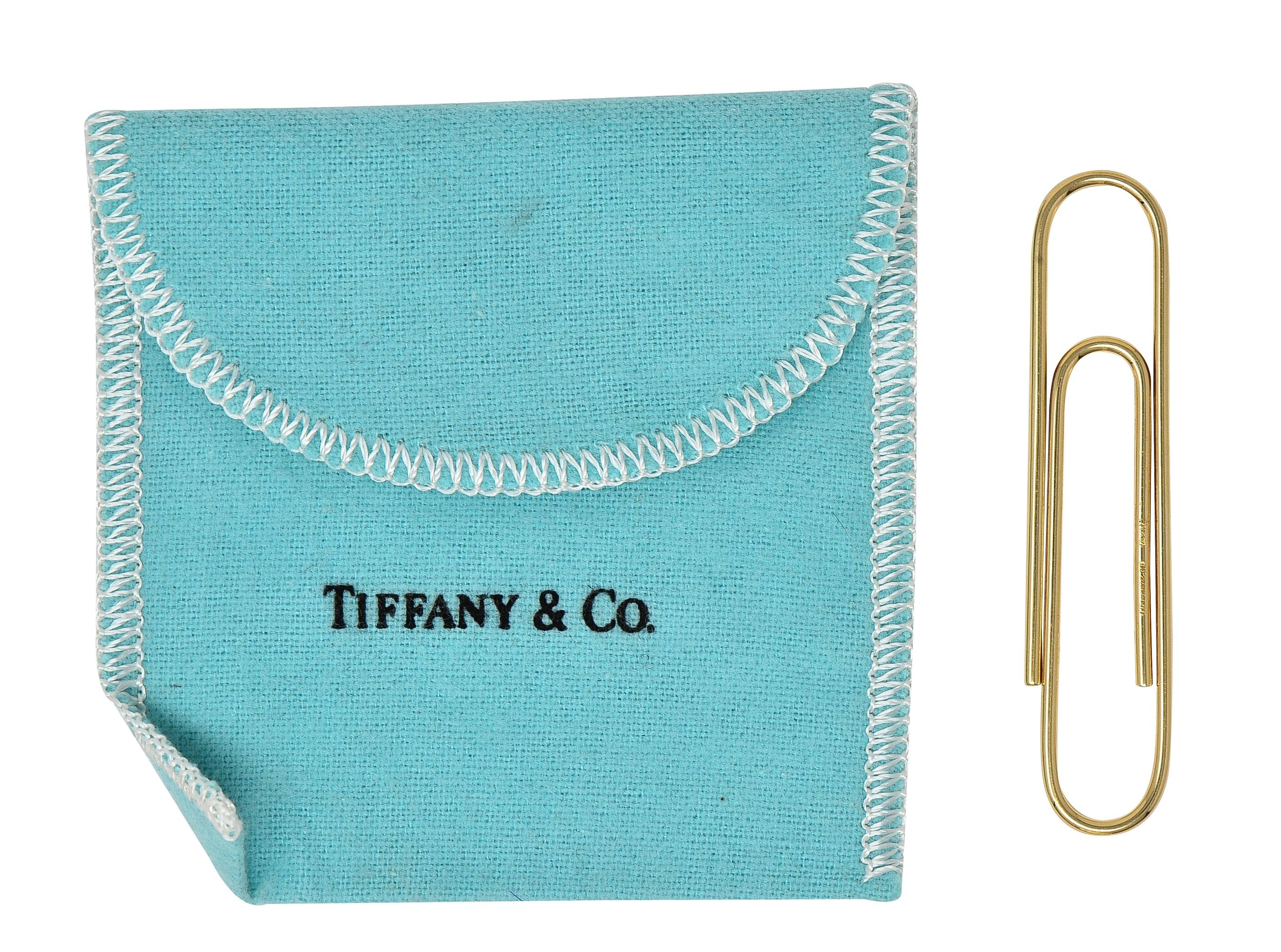 Tiffany & Co. 1980's 14 Karat Yellow Gold Vintage Large Paperclip Pendant