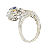 Erwin Reu Co. Mid-Century 2.03 CTW Sapphire Diamond 14 Karat Gold Bypass Ring