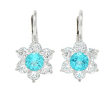 Suna Contemporary 3.40 CTW Topaz Diamond Platinum Floral Drop Earrings