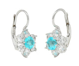 Suna Contemporary 3.40 CTW Topaz Diamond Platinum Floral Drop Earrings