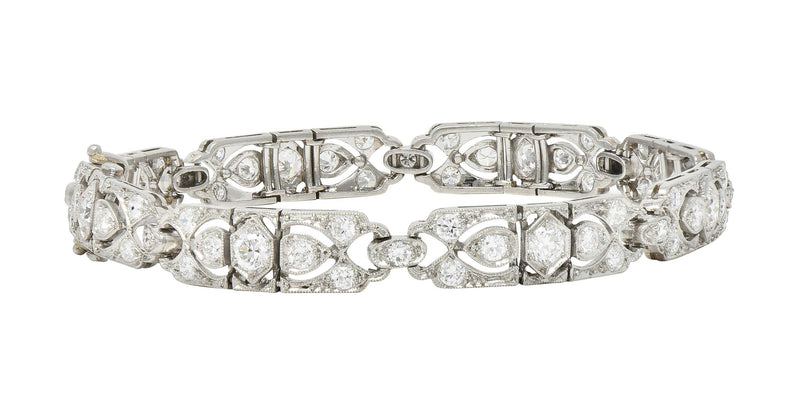 Tiffany & Co. Art Deco 3.36 CTW Diamond Platinum Geometric Antique Line Bracelet