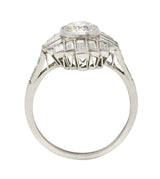 Mid-Century 2.45 CTW Diamond Platinum Streamline Vintage Cluster Ring