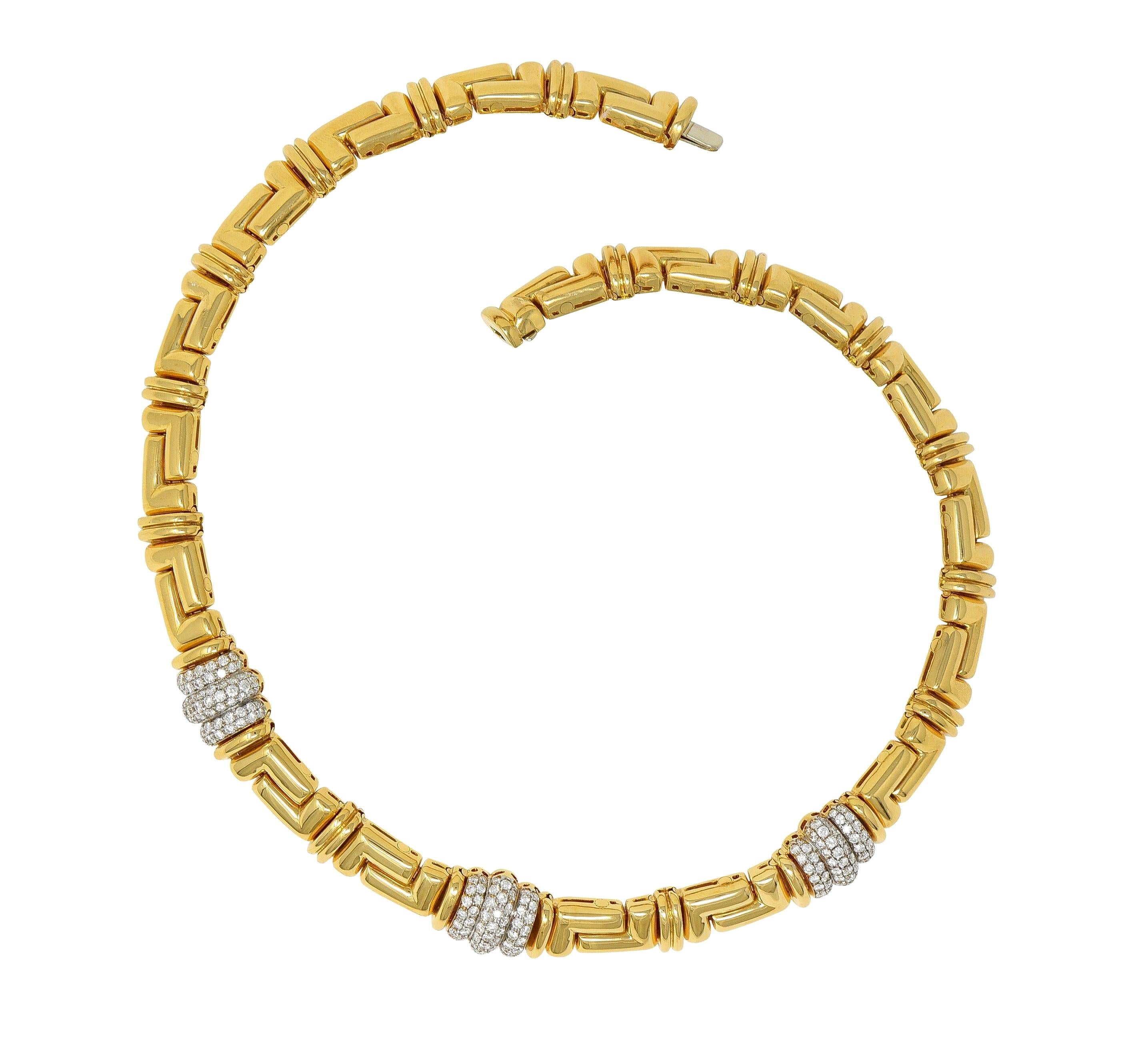 Bulgari 4.50 CTW Diamond 18 Karat Yellow Gold Geometric Vintage Collar Necklace