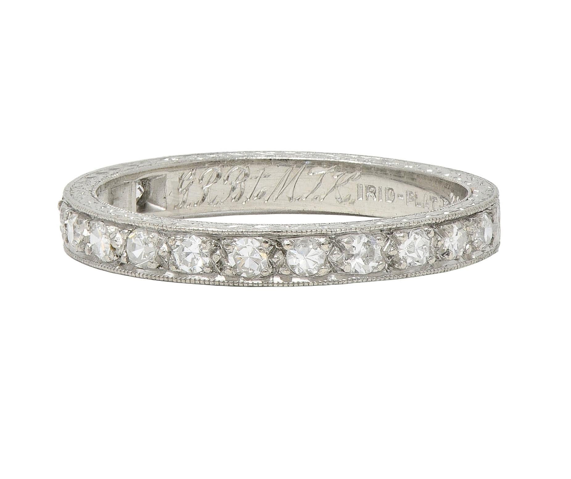 Art Deco 1932 Diamond Platinum Vintage Orange Blossom Wedding Band Ring