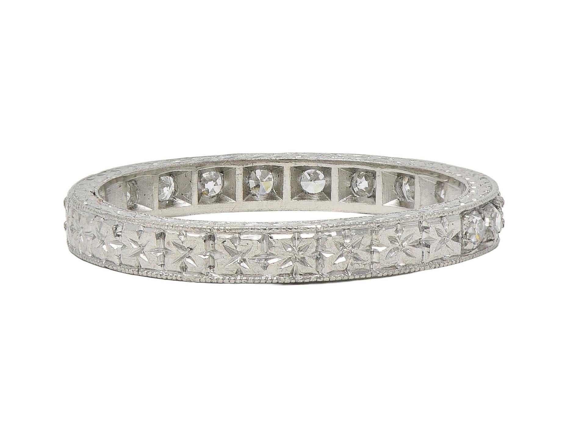 Art Deco 1932 Diamond Platinum Vintage Orange Blossom Wedding Band Ring