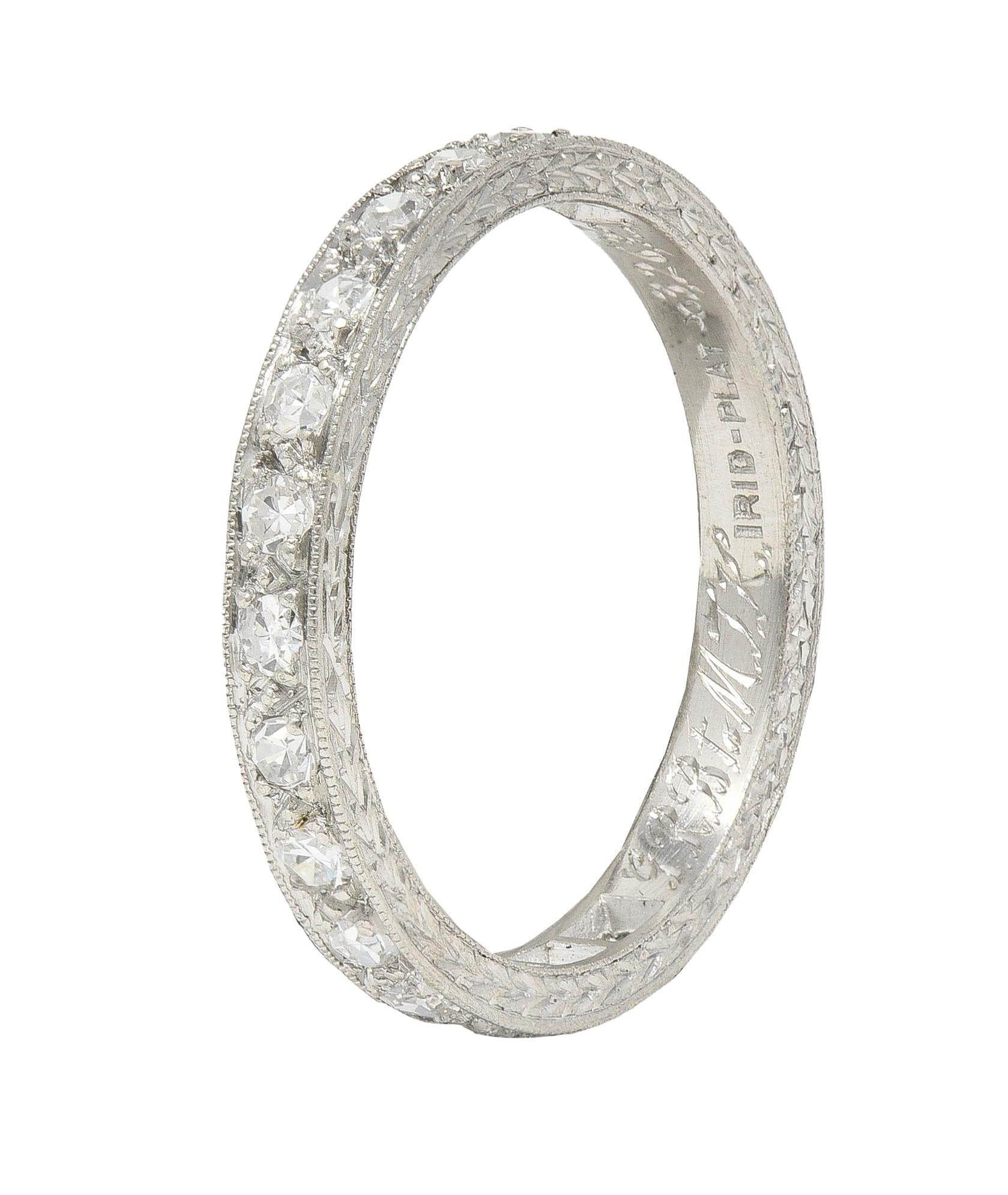 Art Deco 1932 Diamond Platinum Vintage Orange Blossom Wedding Band Ring
