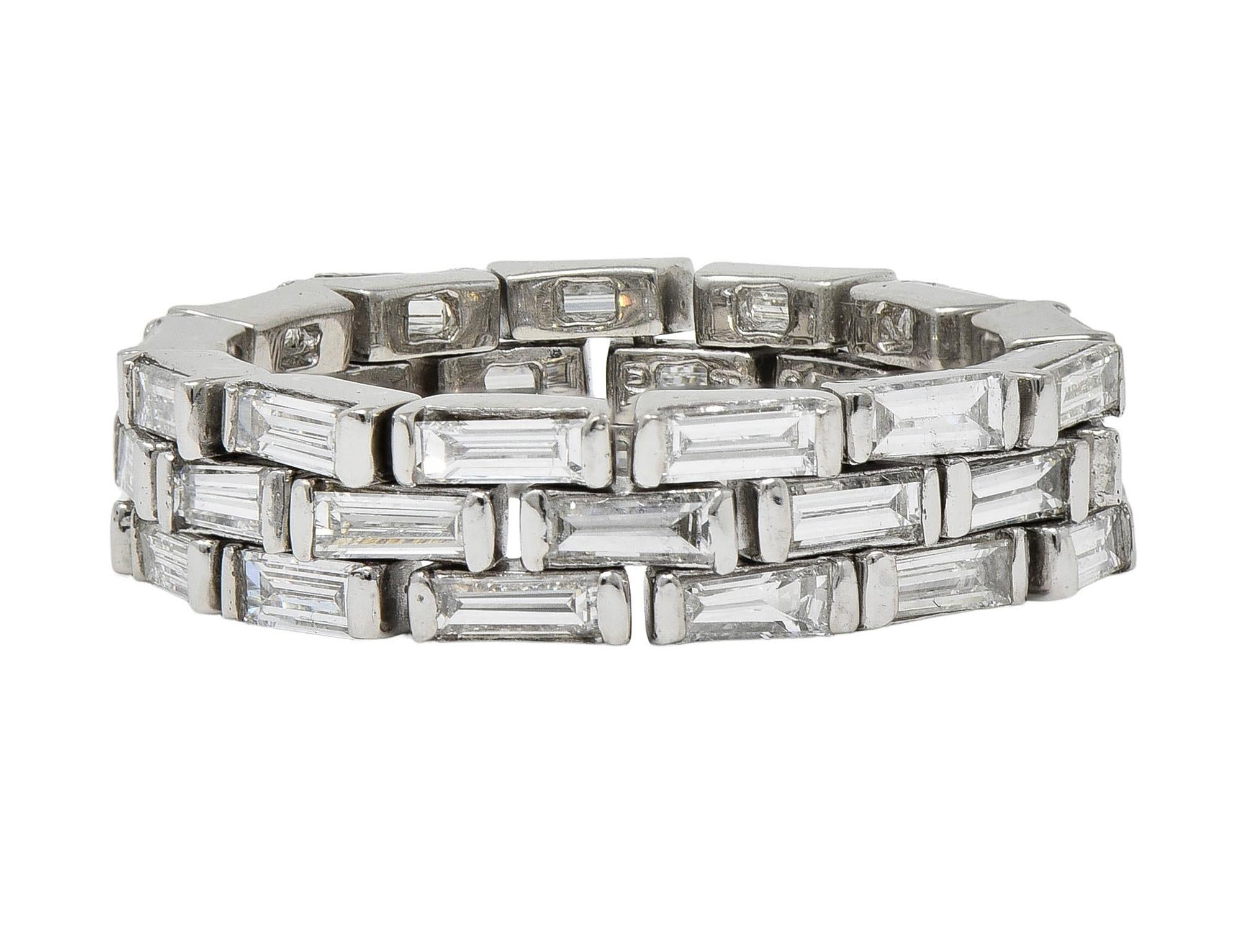 Contemporary 2.74 CTW Diamond Platinum Flexible Panther Unisex Link Band Ring