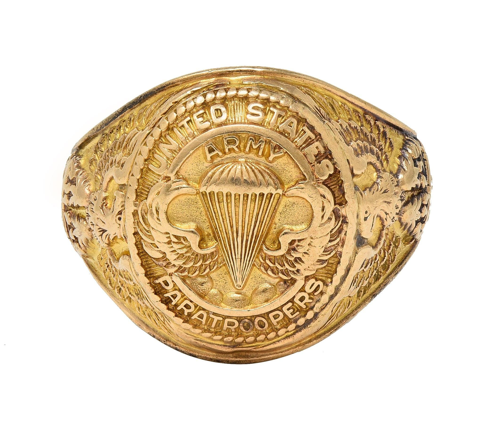 1940's 10K Gold Vintage WW2 U.S. Airborne Army Paratroopers Men's Signet Ring