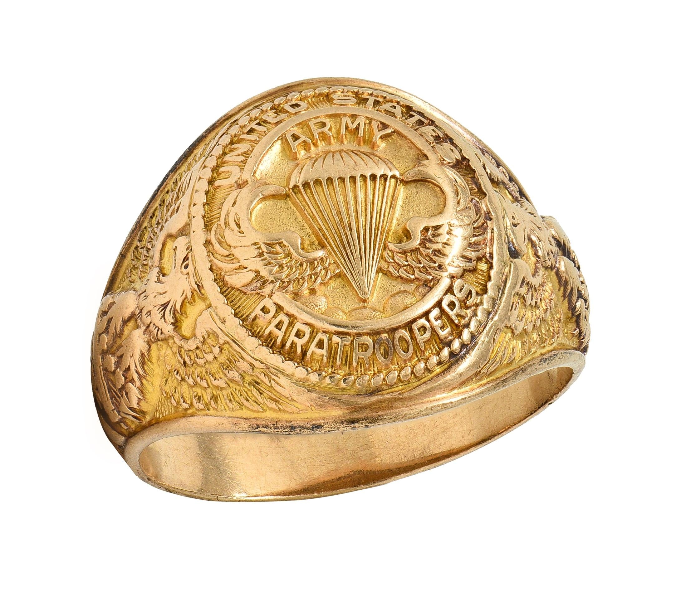 1940's 10K Gold Vintage WW2 U.S. Airborne Army Paratroopers Men's Signet Ring