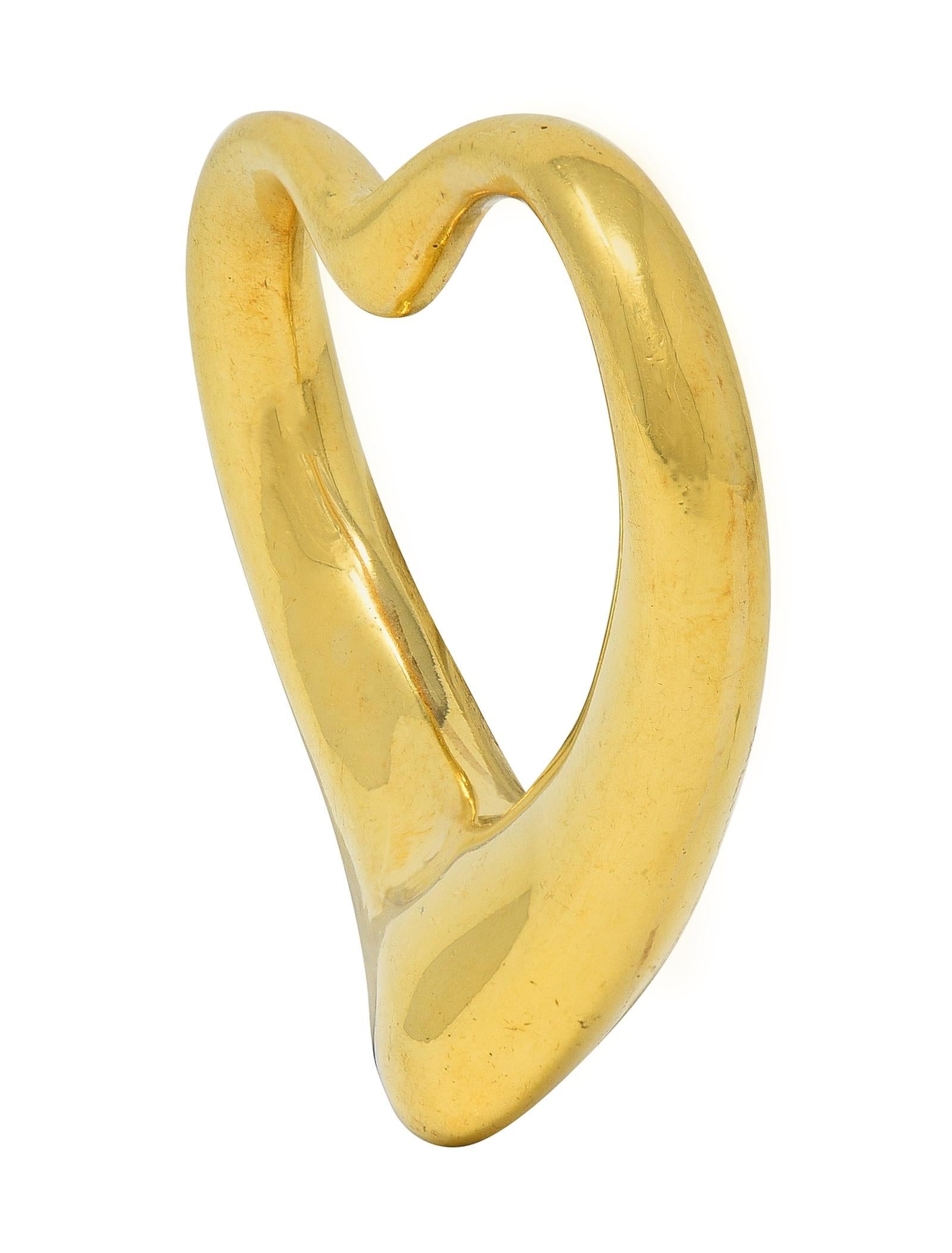 Elsa Peretti Tiffany & Co. 1990's 18K Yellow Gold Vintage Open Heart Pendant