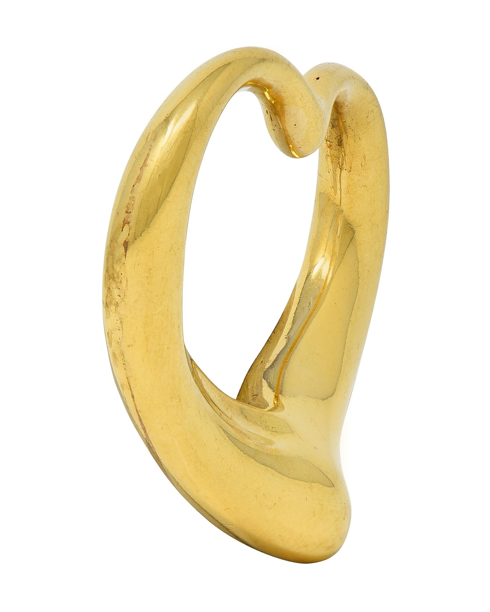 Elsa Peretti Tiffany & Co. 1990's 18K Yellow Gold Vintage Open Heart Pendant